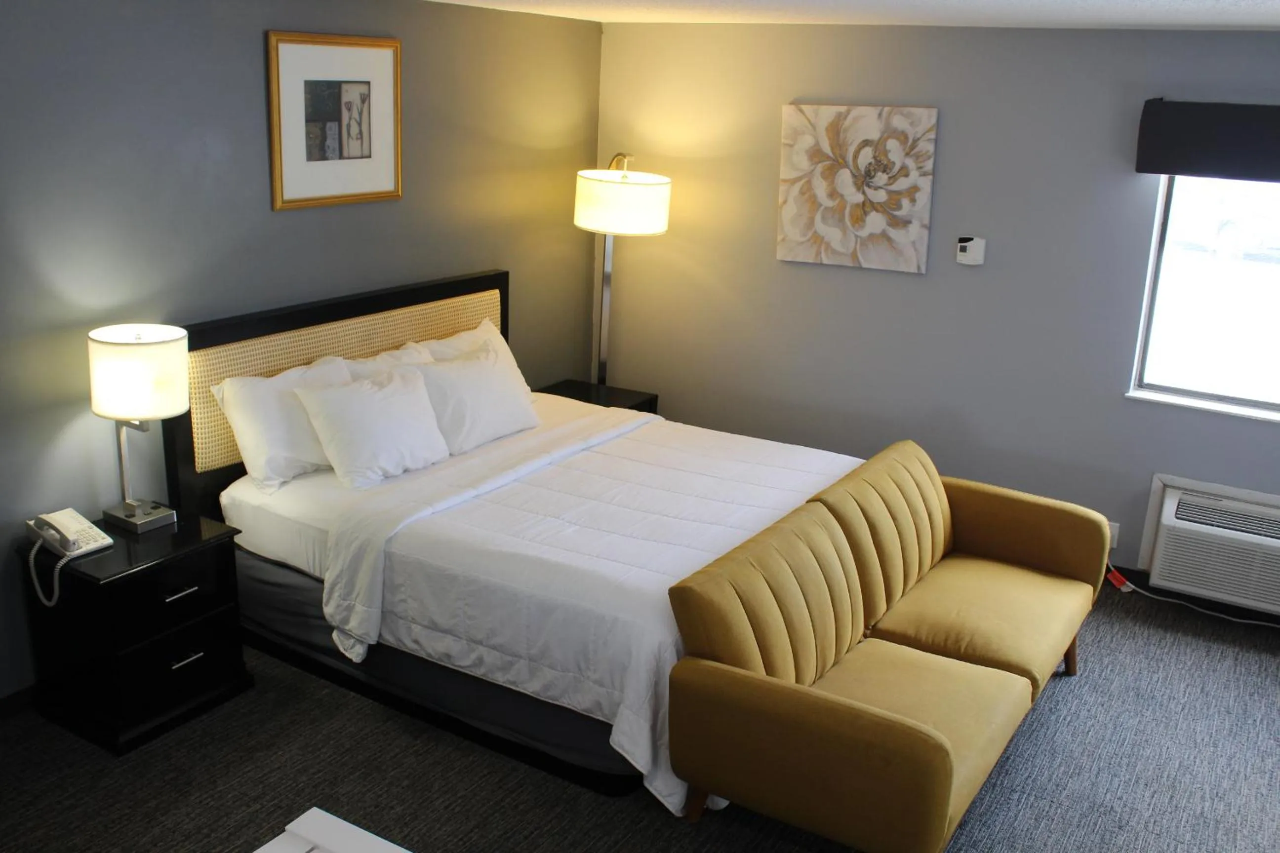 Bed in American Inn and Suites Ionia