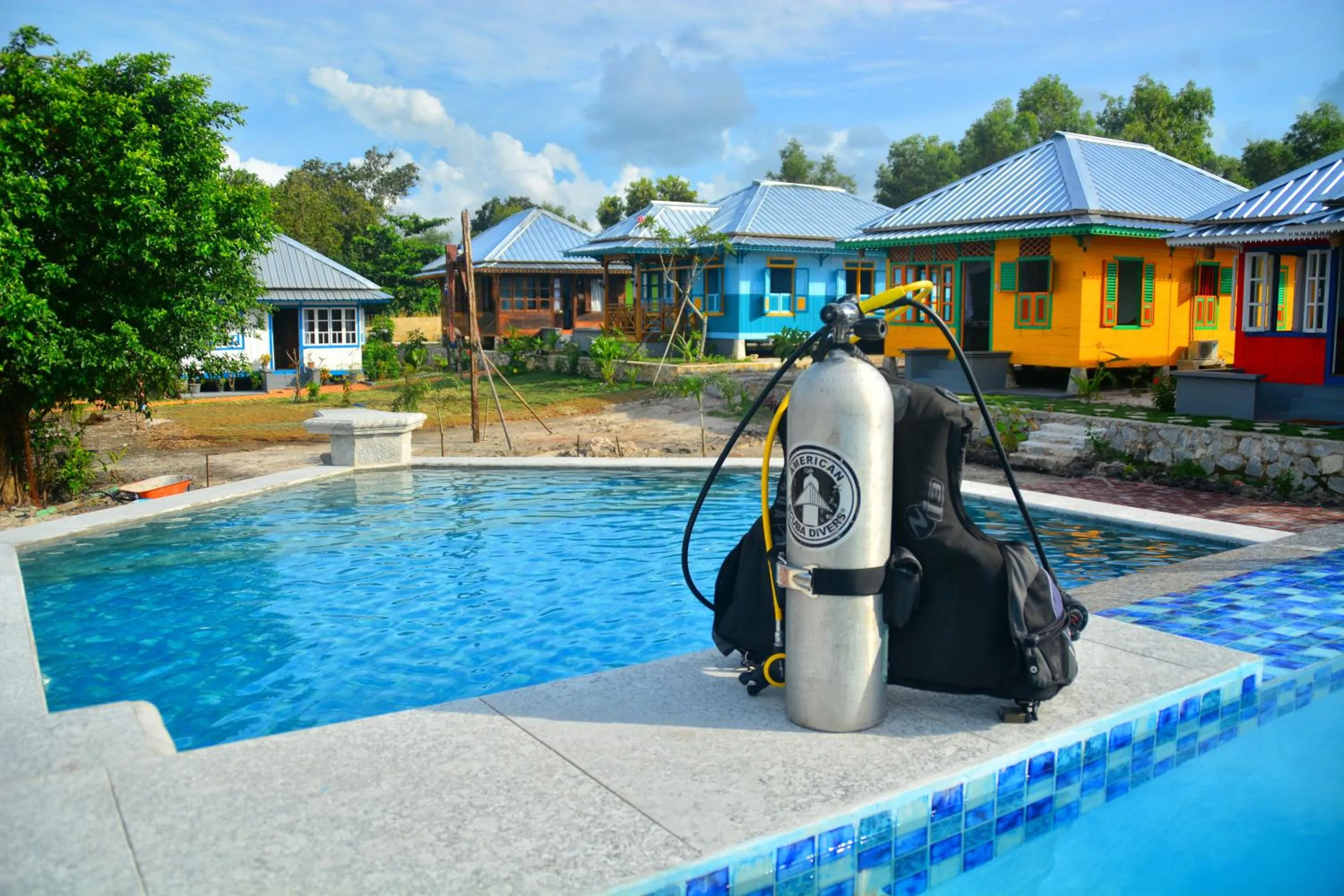 Pool view in Rock and Wreck Dive Resort