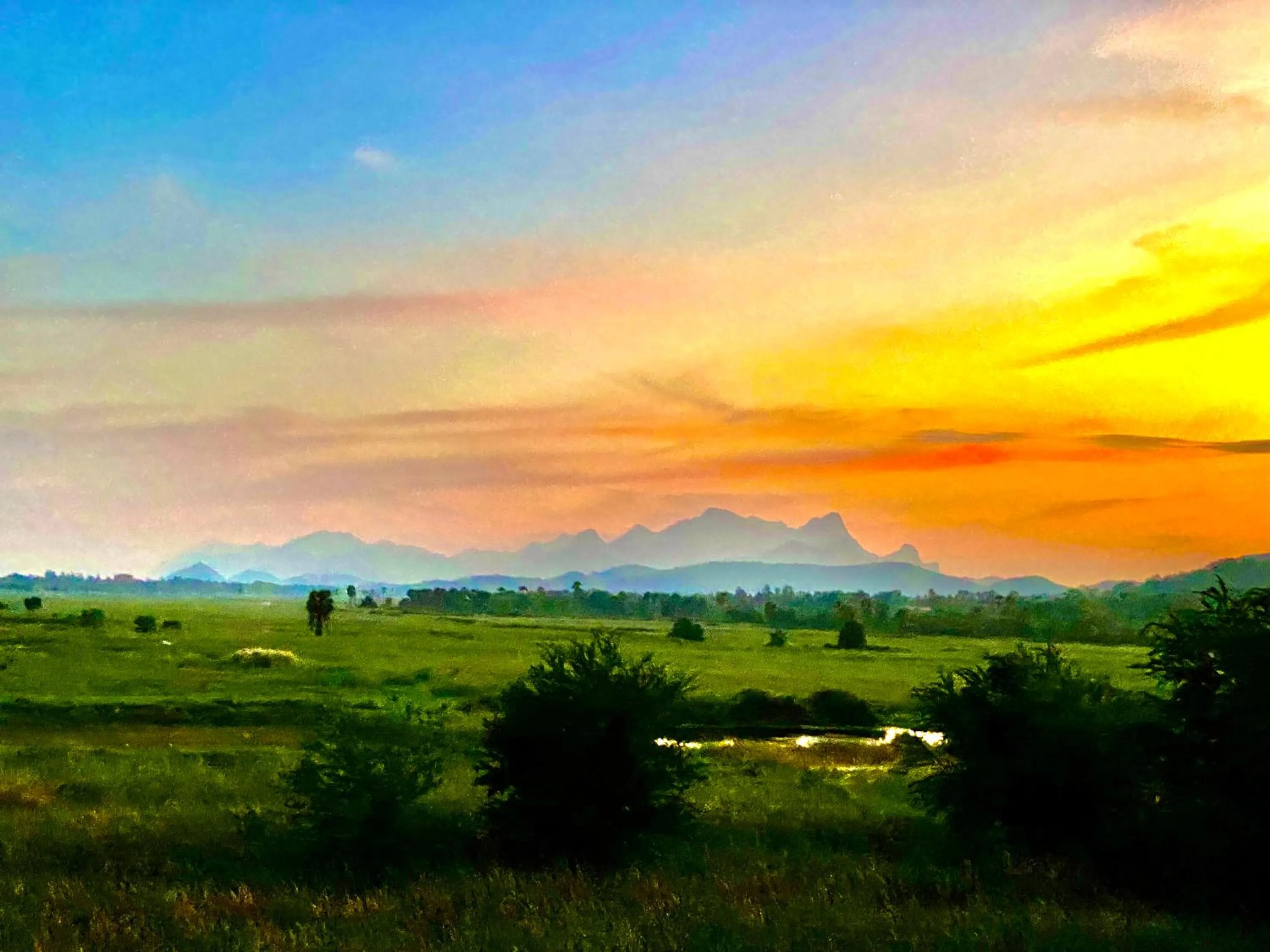 Sunset in Chang Noi Hua Hin Pranburi fully accessible barrierefrei resort