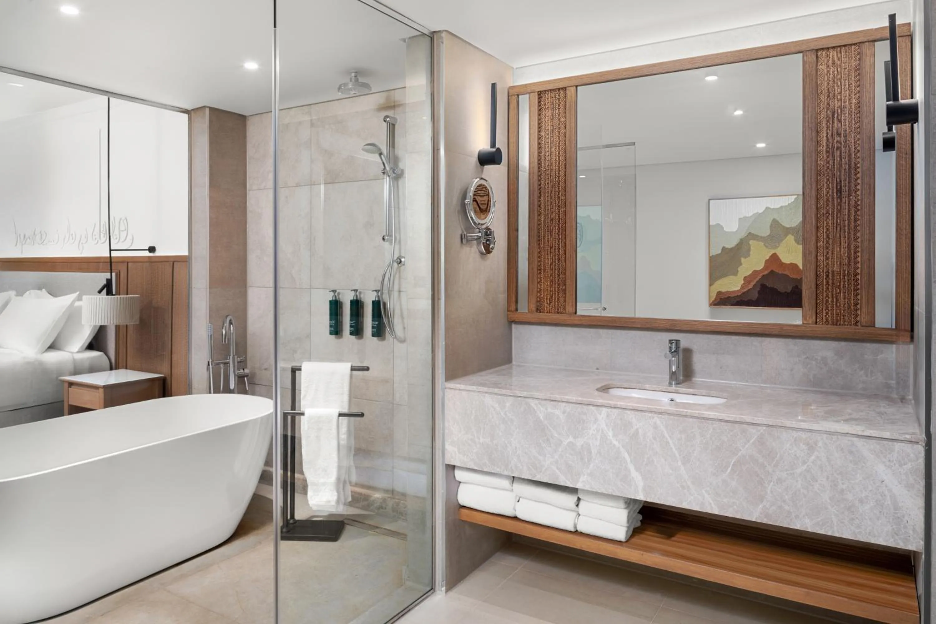 Bathroom, Bed in DoubleTree by Hilton Sharks Bay Resort