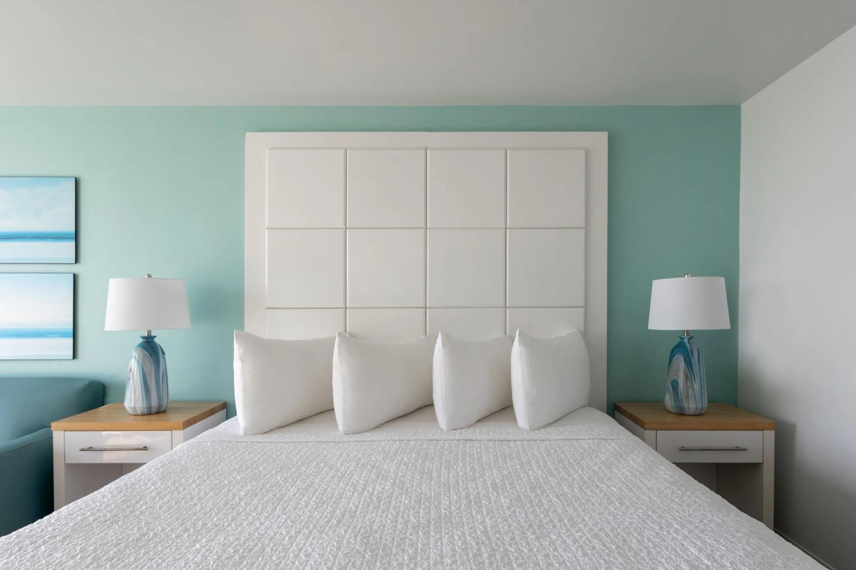 Bed in Tides Folly Beach, Charleston's Oceanfront Hotel