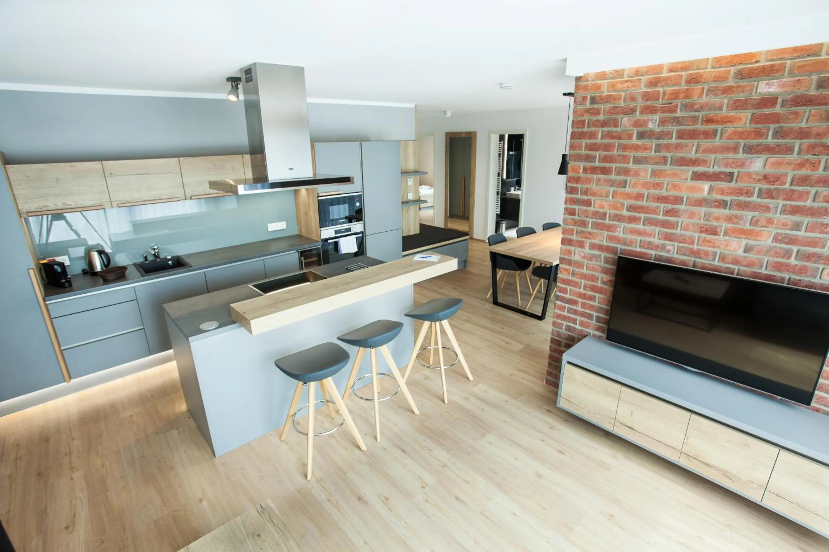 Kitchen or kitchenette in Marina Apartments Regensburg