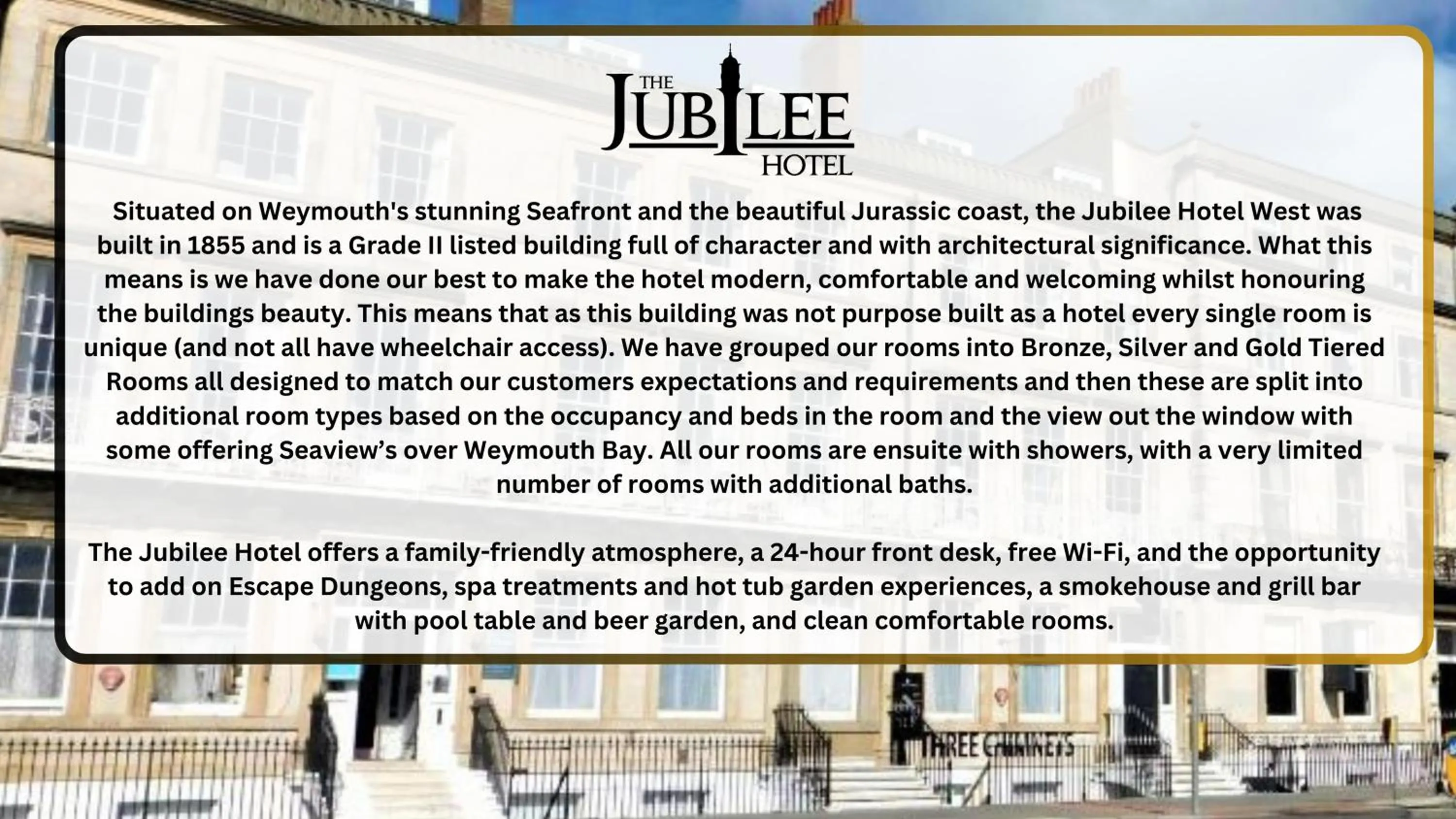 Property building in The Jubilee Hotel East - with NEWLY REFURBISHED SPA FACILITIES - GAMESPIT - AND SMOKEHOUSE