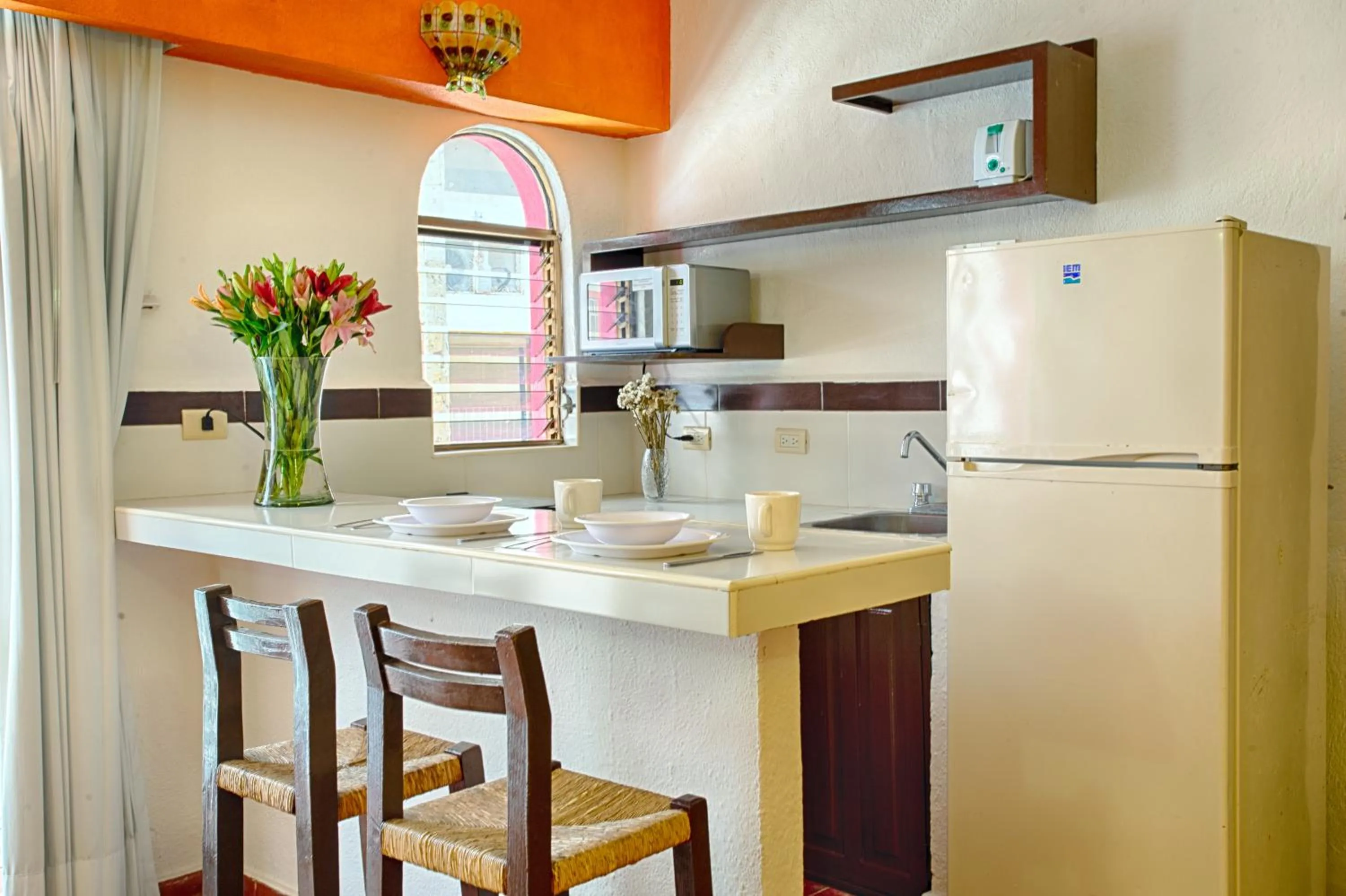 Kitchen or kitchenette in Suites Plaza del Rio - Family Hotel Malecón Centro