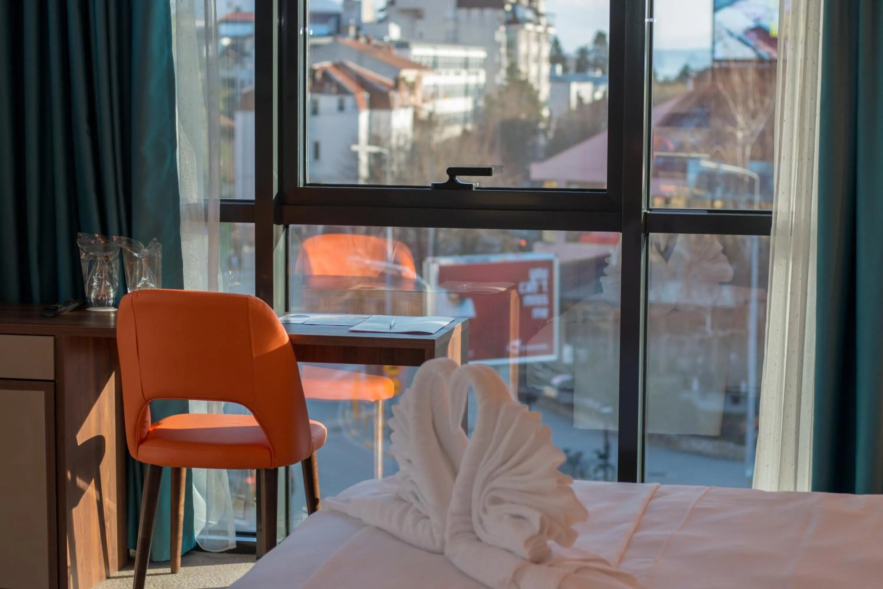 View (from property/room), Bed in Sky Corner Hotel