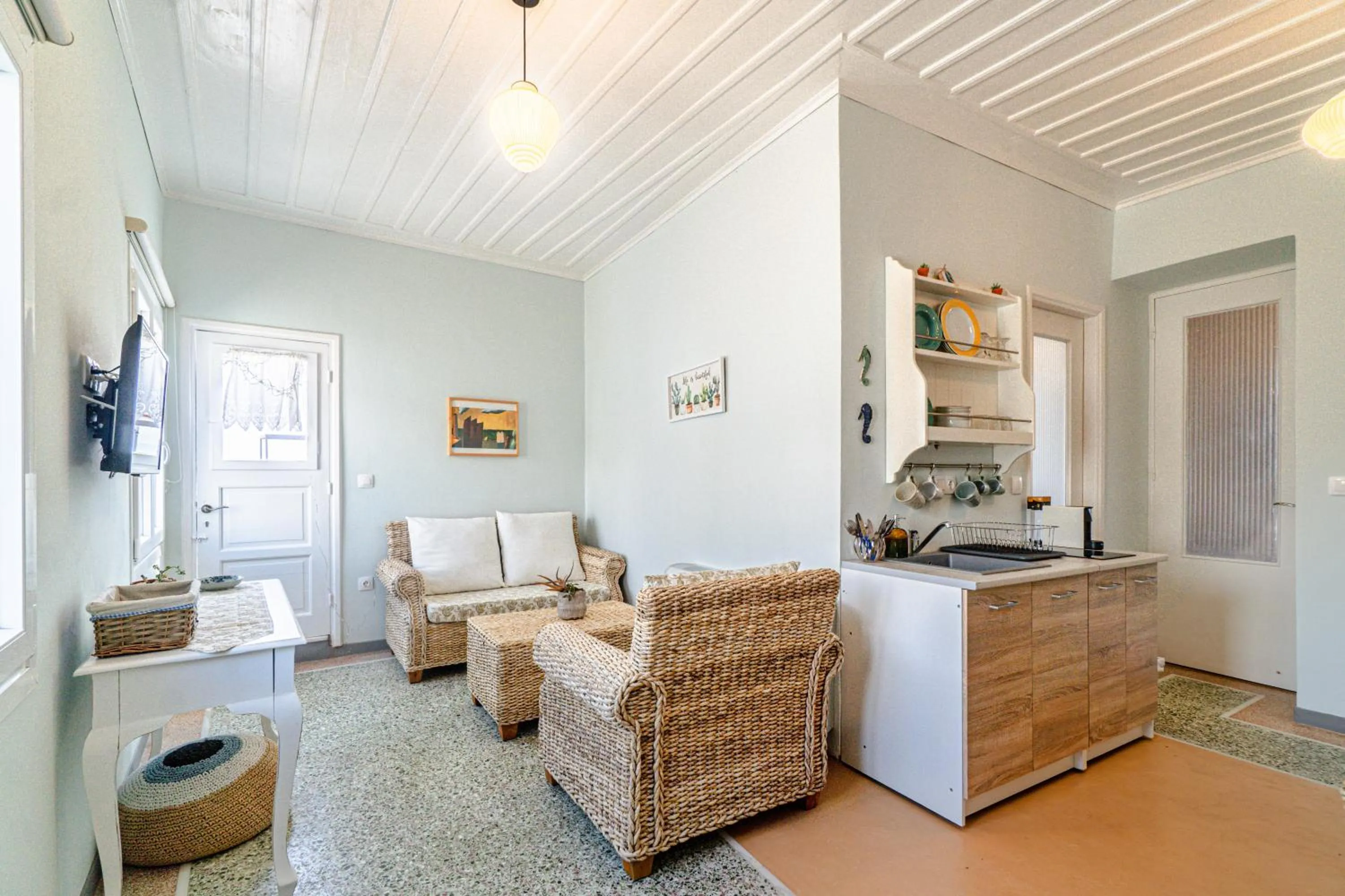 Seating area in Castel Abaso Boutique Apartments by Explore Andros