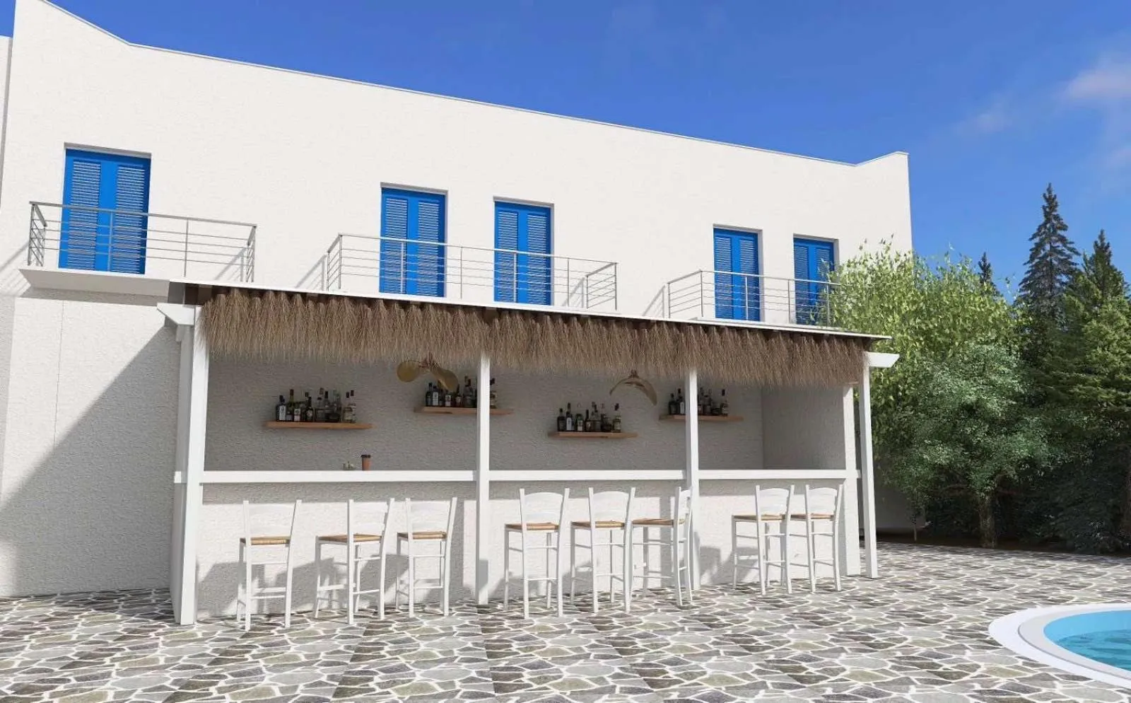 Swimming pool in Polos Hotel Paros