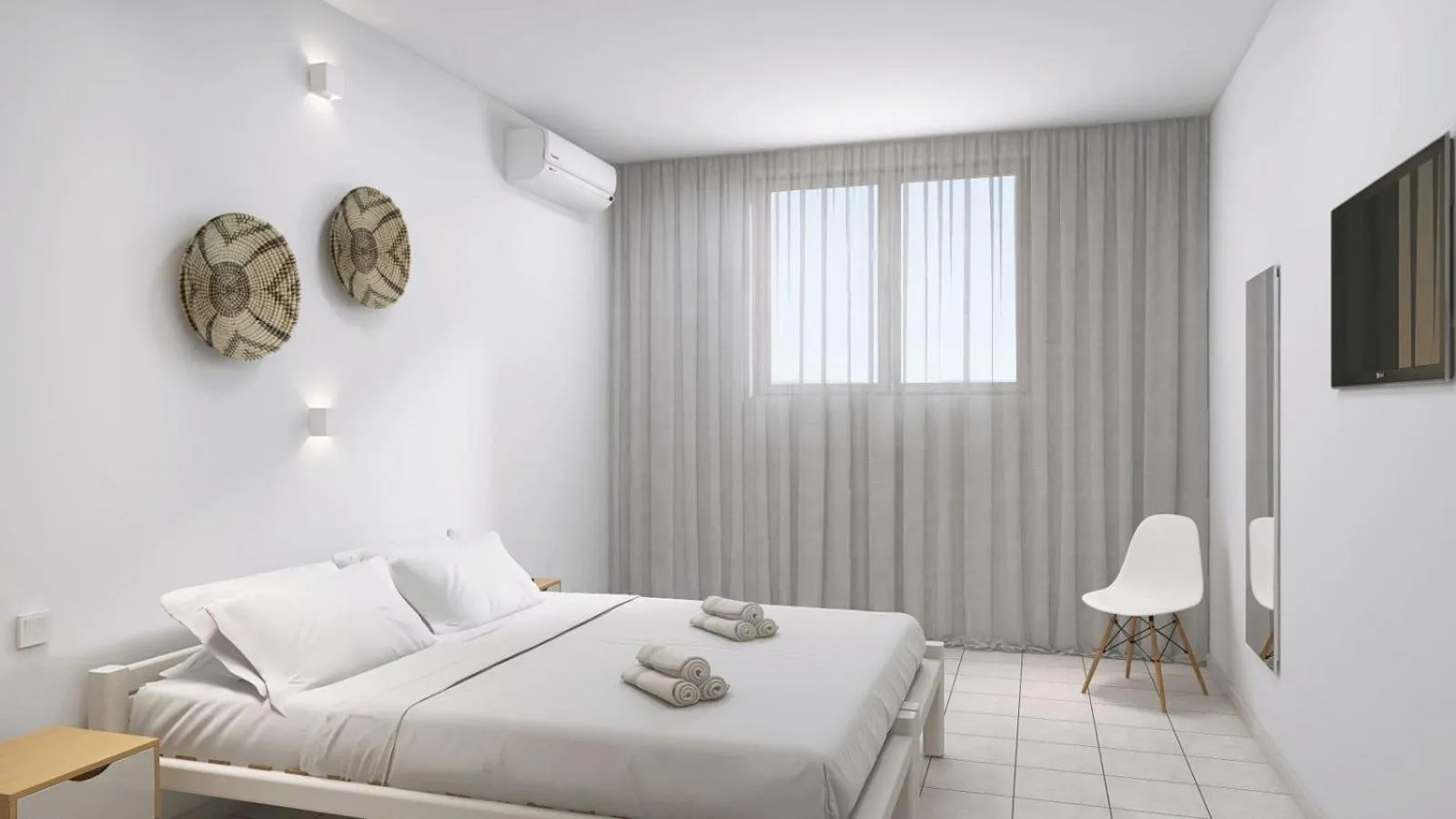 TV and multimedia, Bed in Polos Hotel Paros