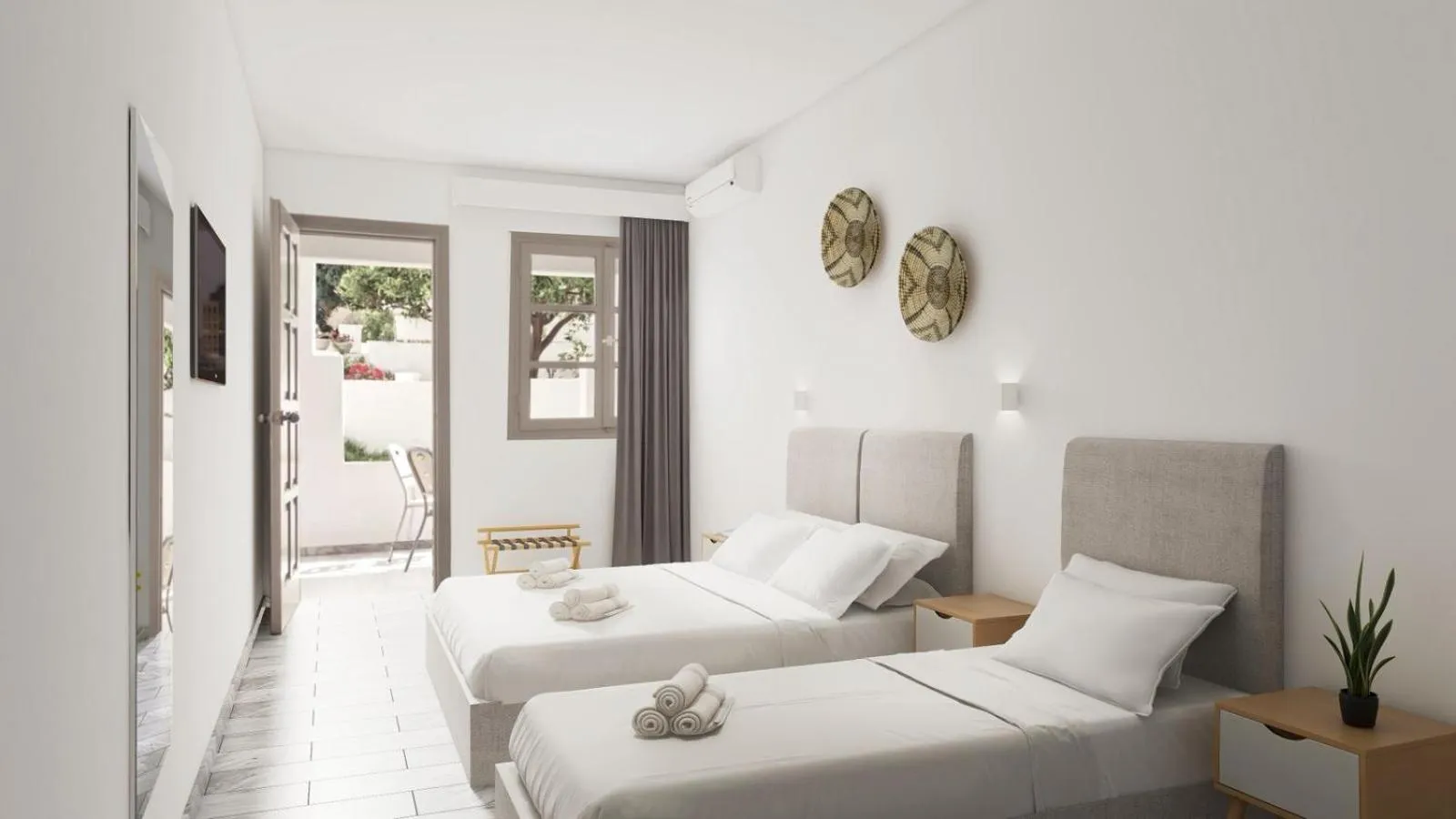 View (from property/room), Bed in Polos Hotel Paros