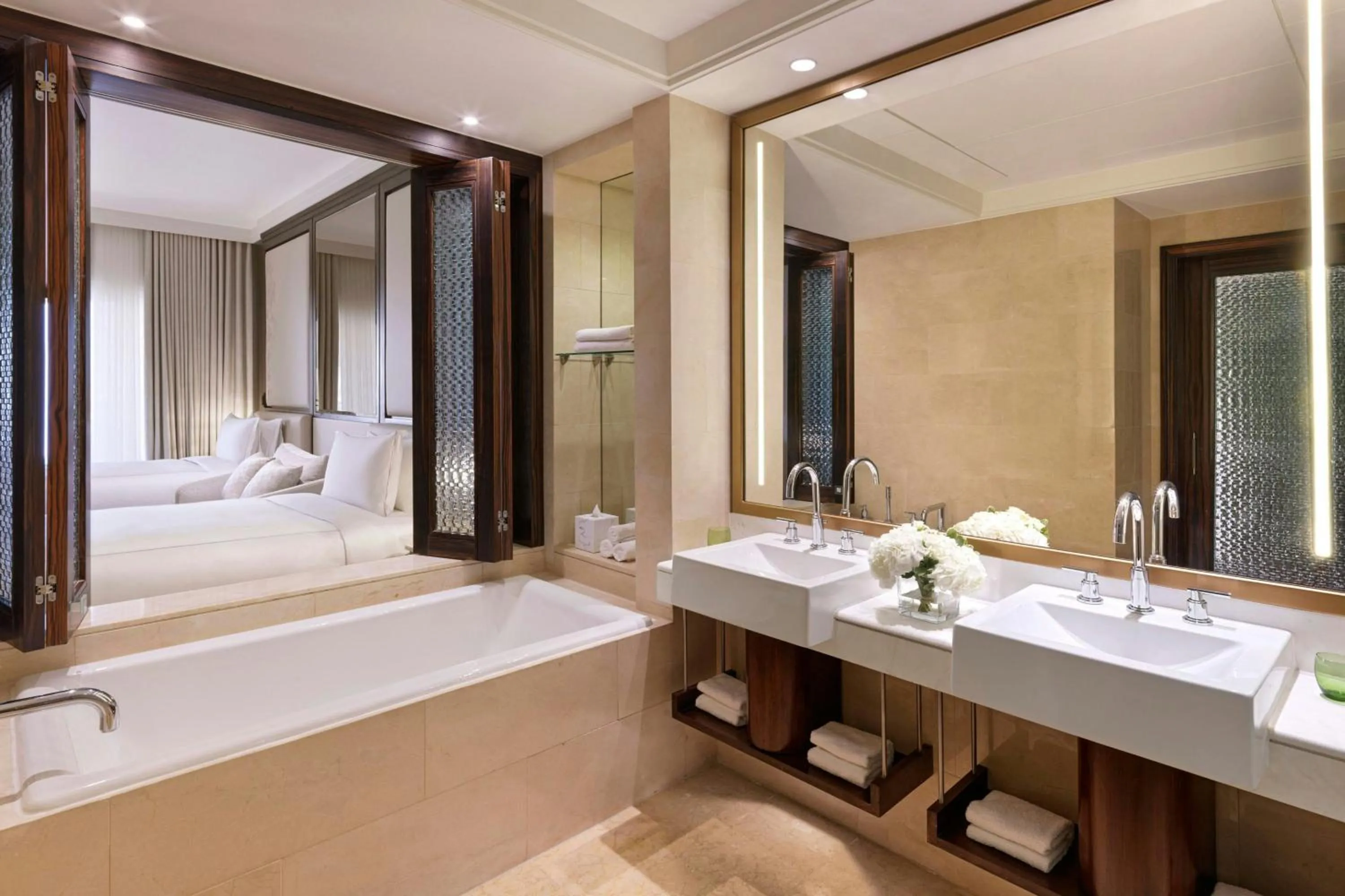 Bathroom, Bed in The Ritz-Carlton Abu Dhabi, Grand Canal