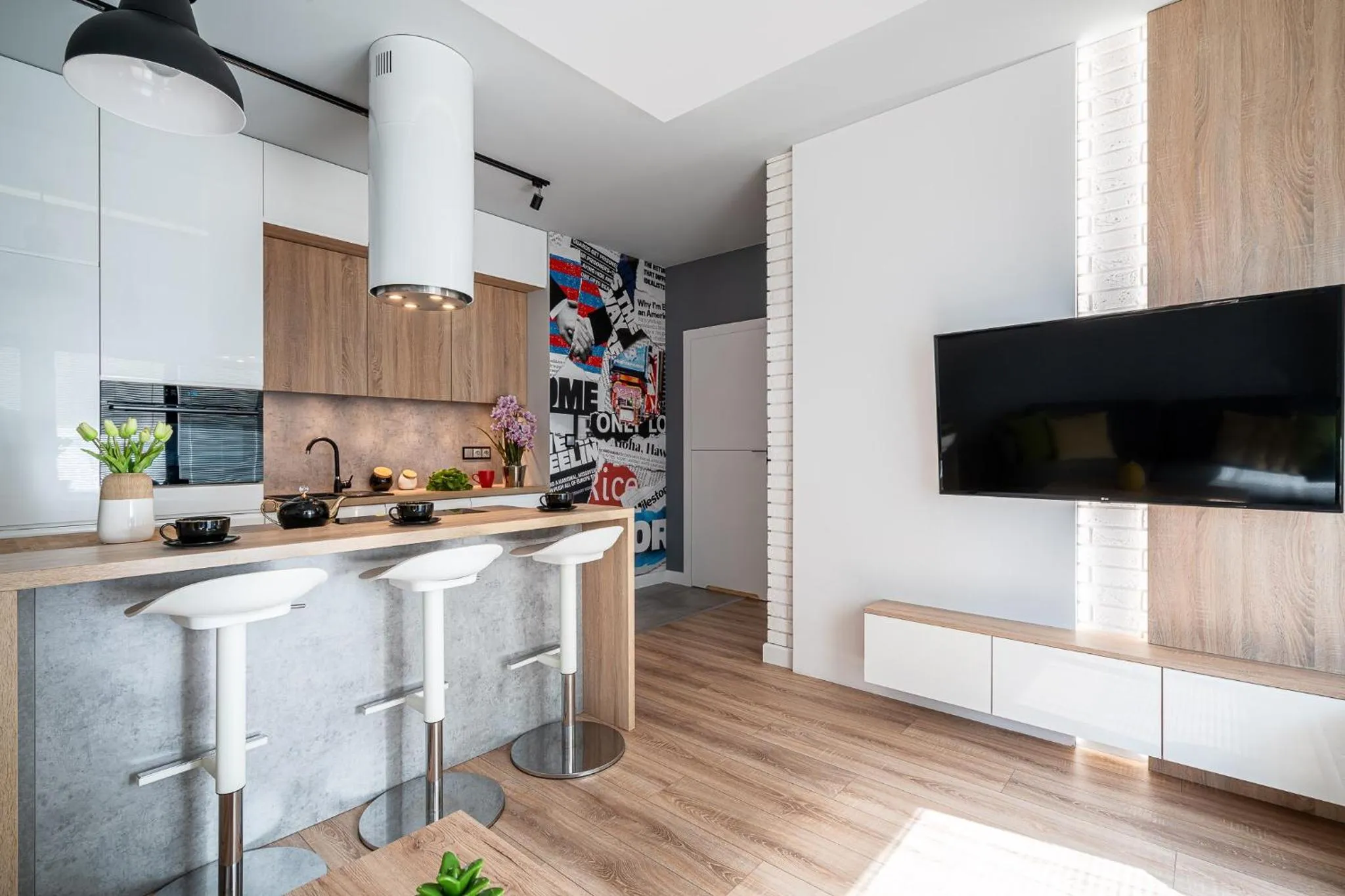 Kitchen or kitchenette in Art Apart River View Wrocław