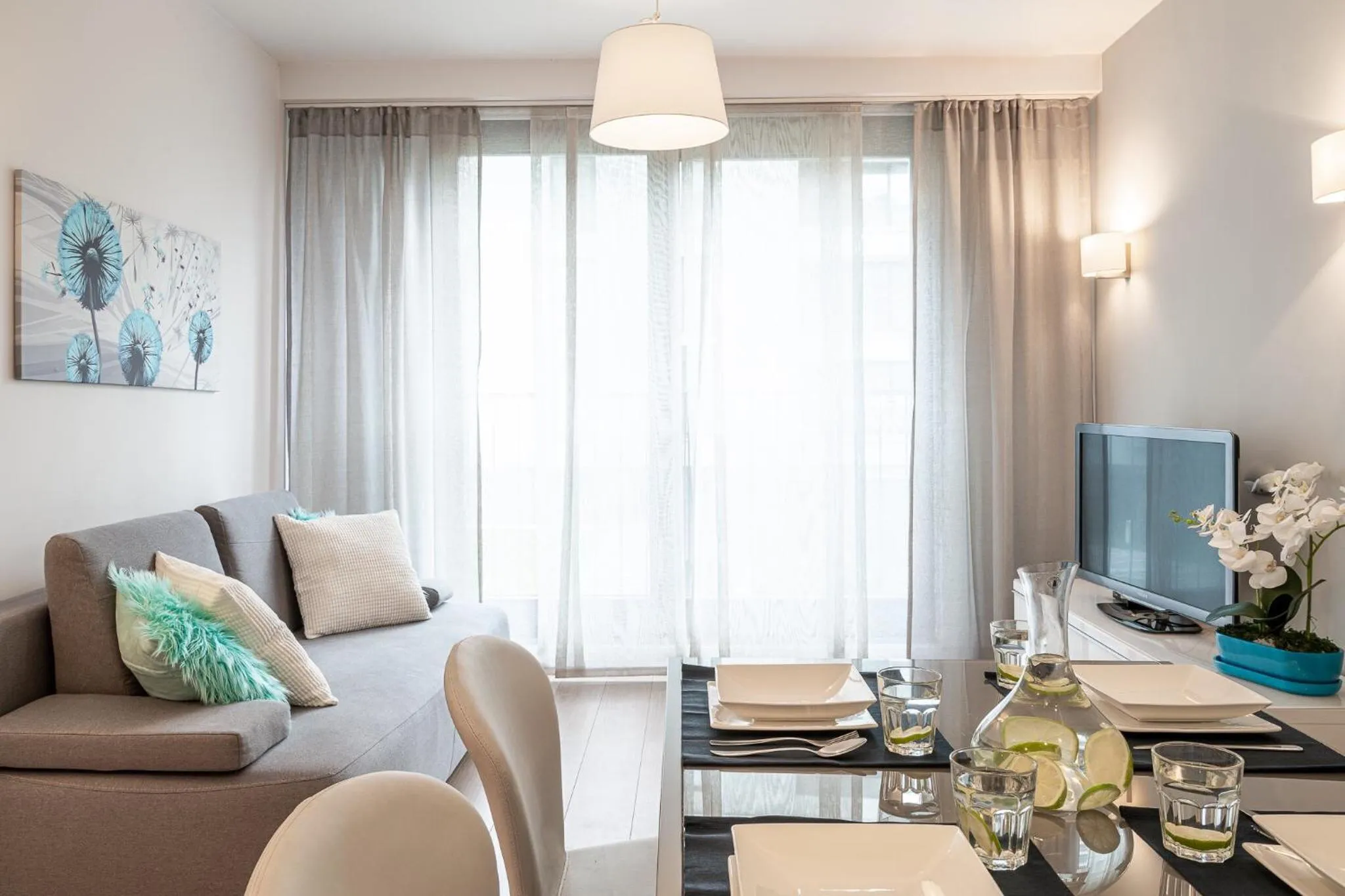 Living room in Art Apart River View Wrocław