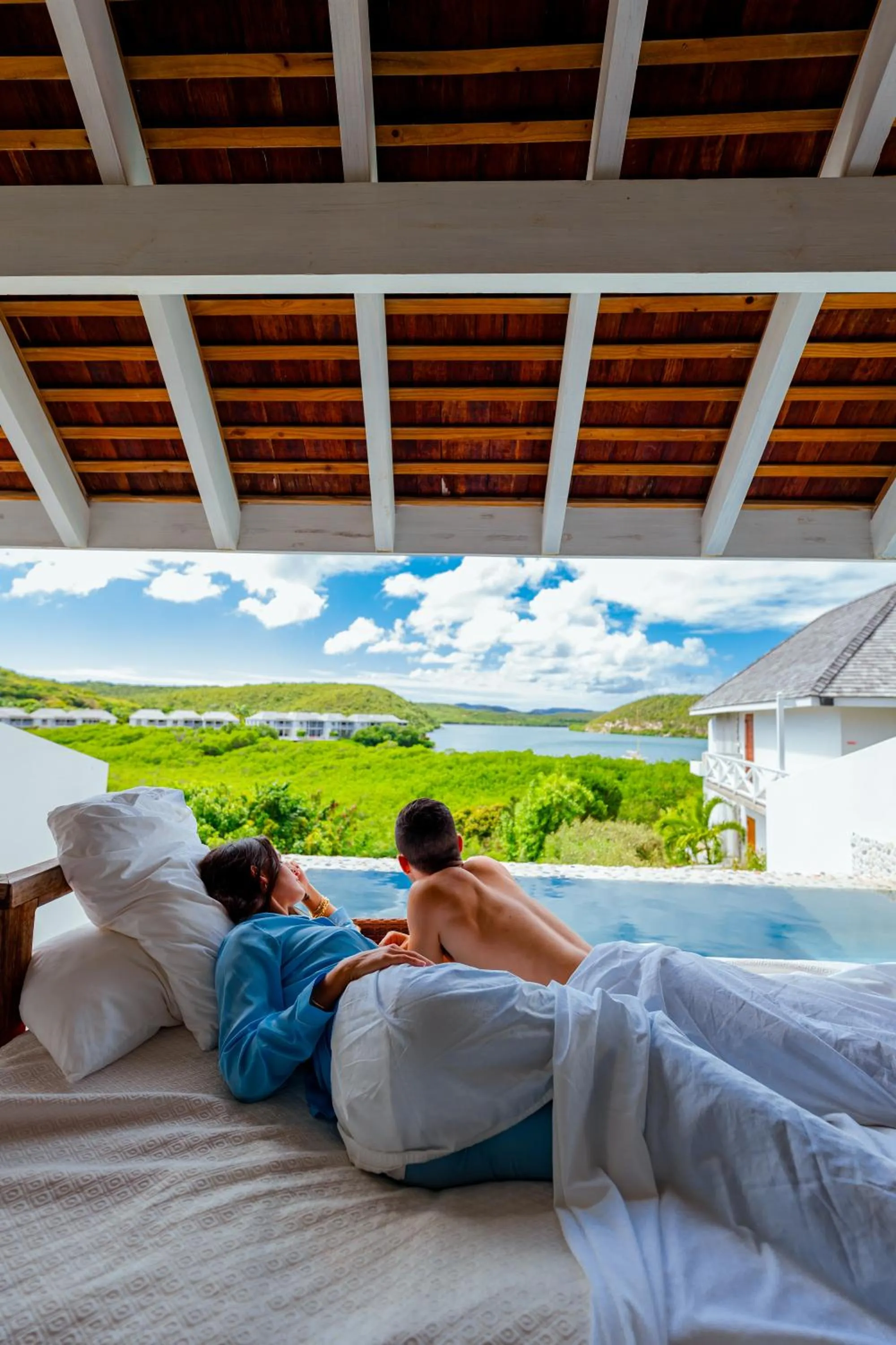 Pool view, Bed in Escape at Nonsuch Bay Antigua - All Inclusive - Adults Only