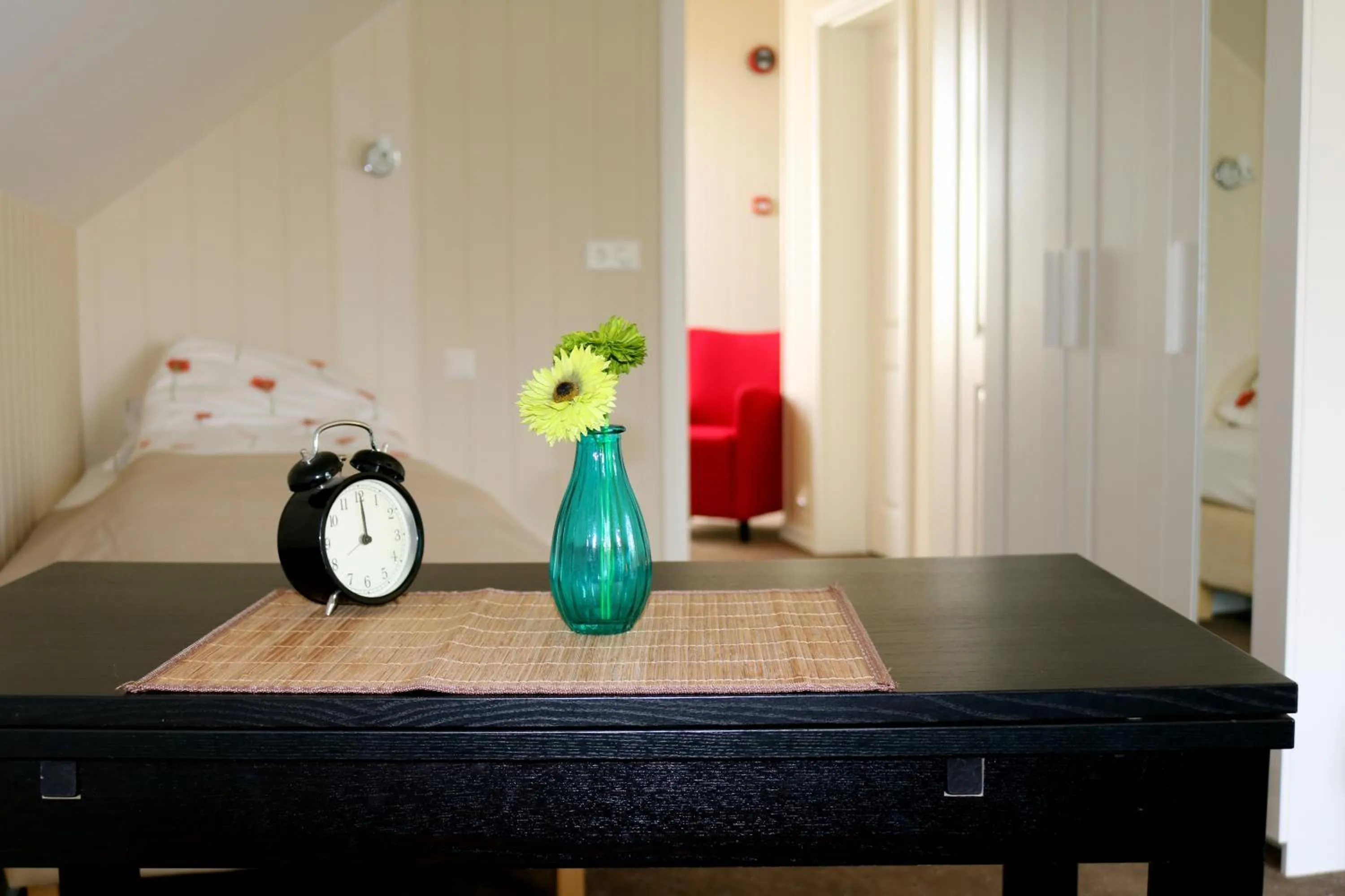 Bed in Sólheimahjáleiga Guesthouse