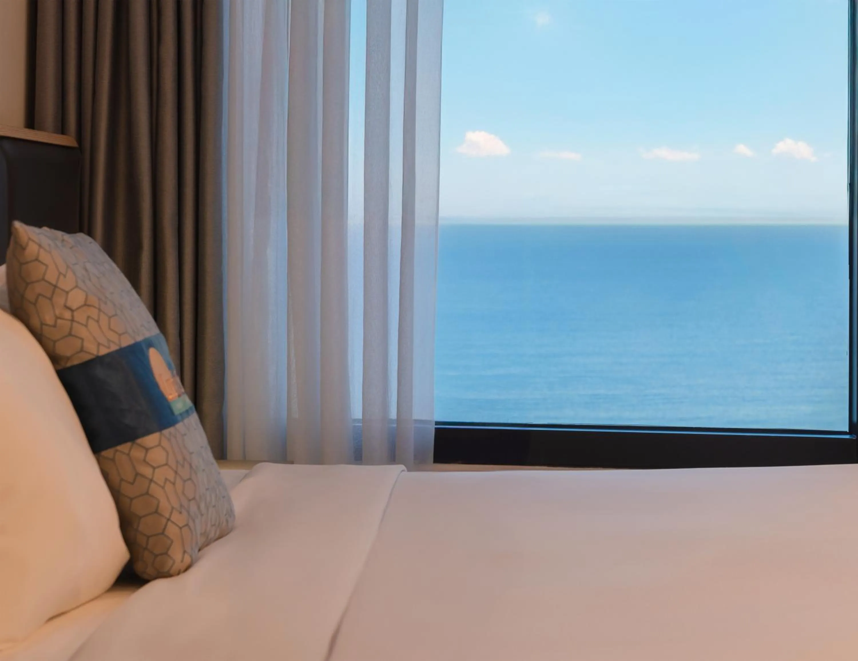 View (from property/room), Bed in Lucky Sun Hotel Nha Trang Beach