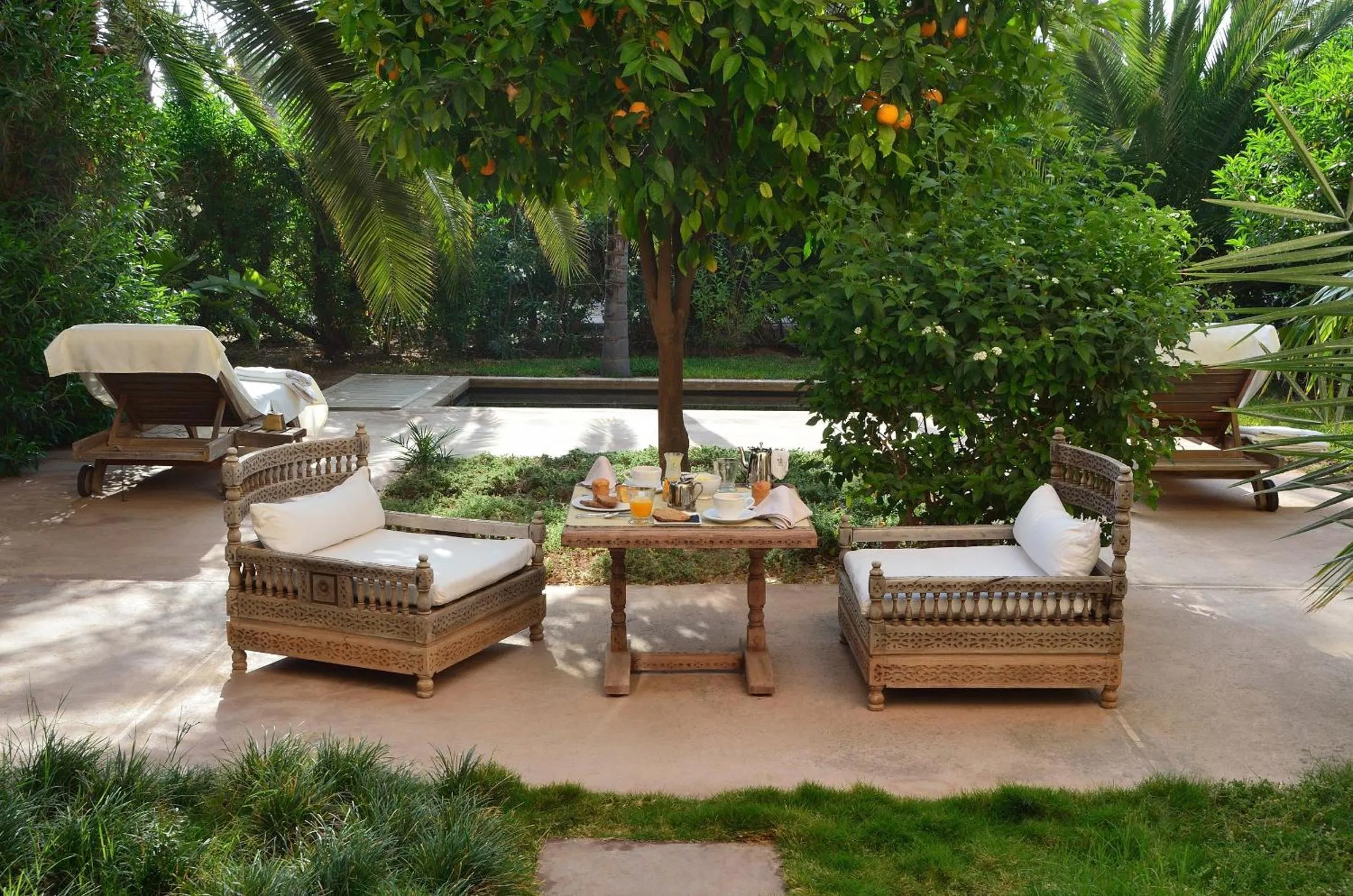 Seating area in Ksar Char-Bagh Small Luxury Hotels