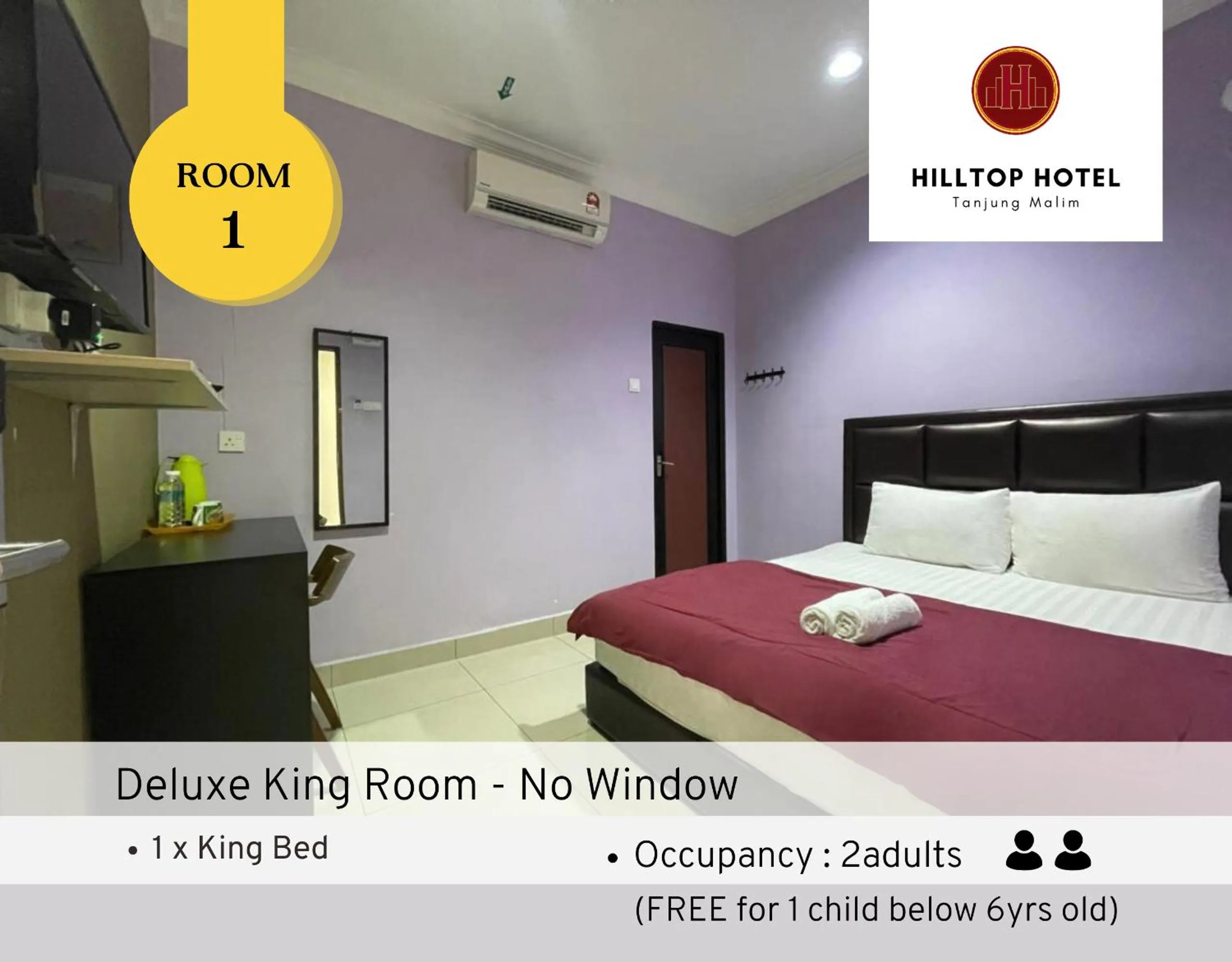Bed in Hilltop Hotel Tanjung Malim