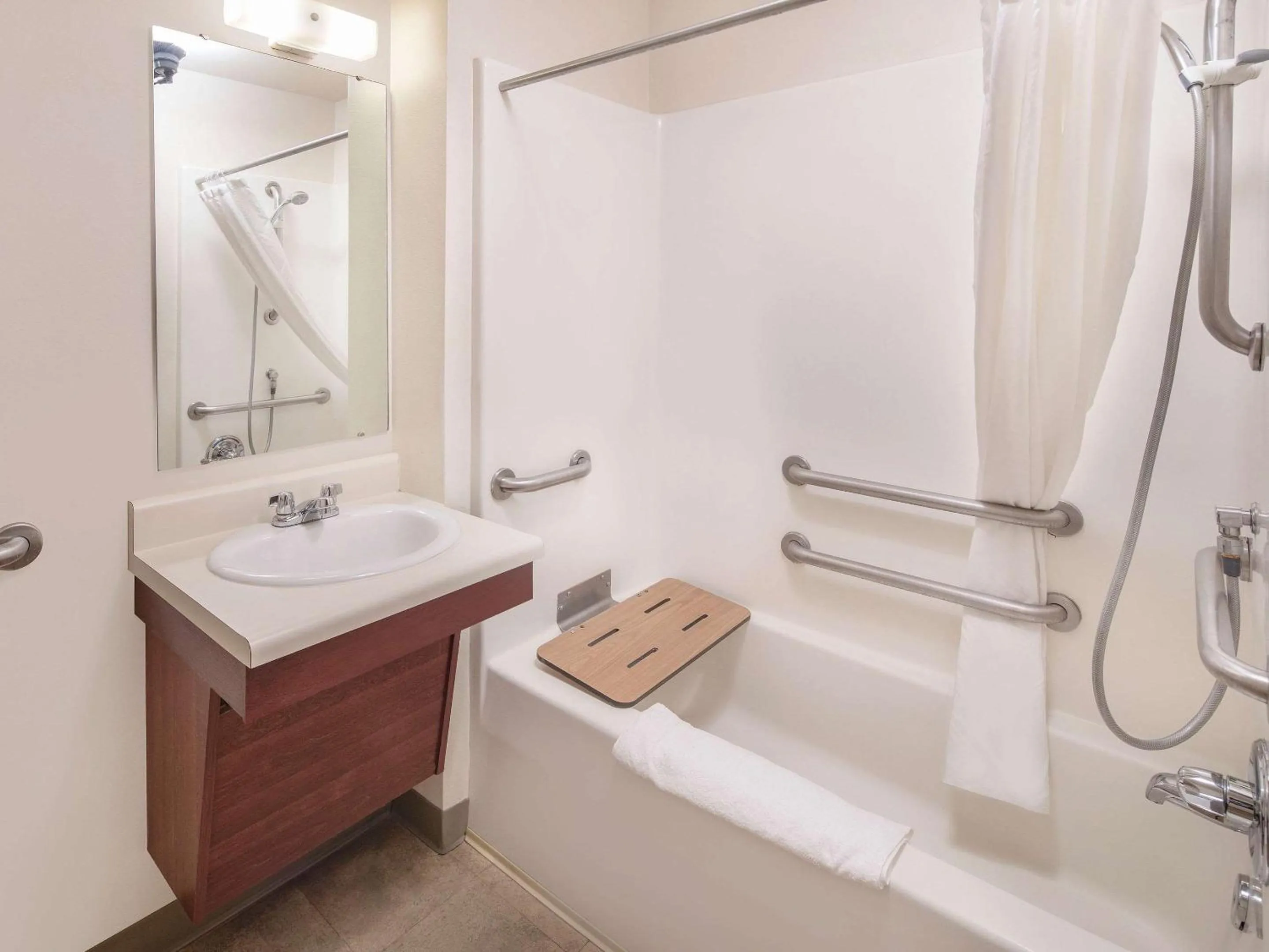 Bathroom in WoodSpring Suites Merrillville