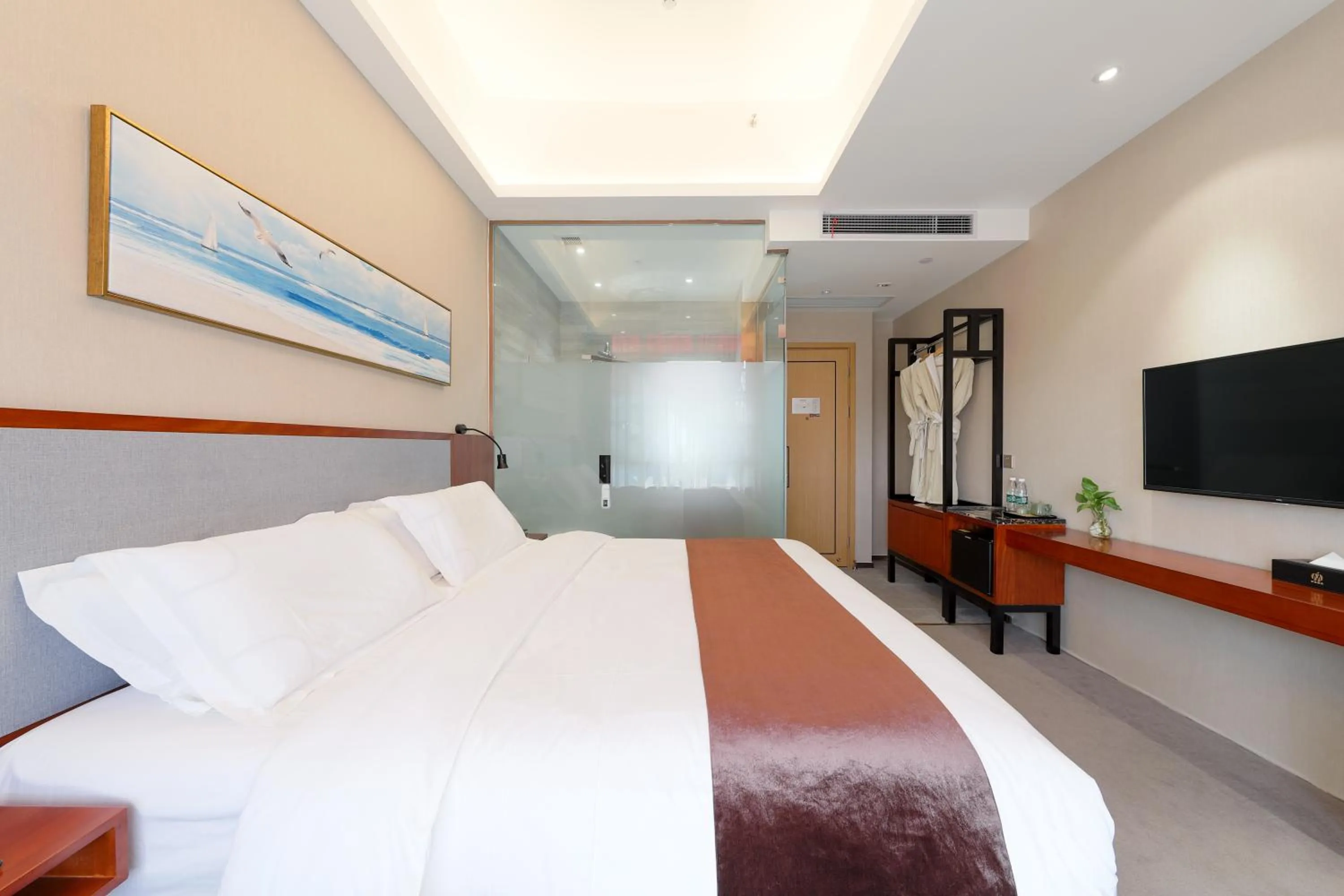 Bed in Mengguo Hotel Pudong Airport