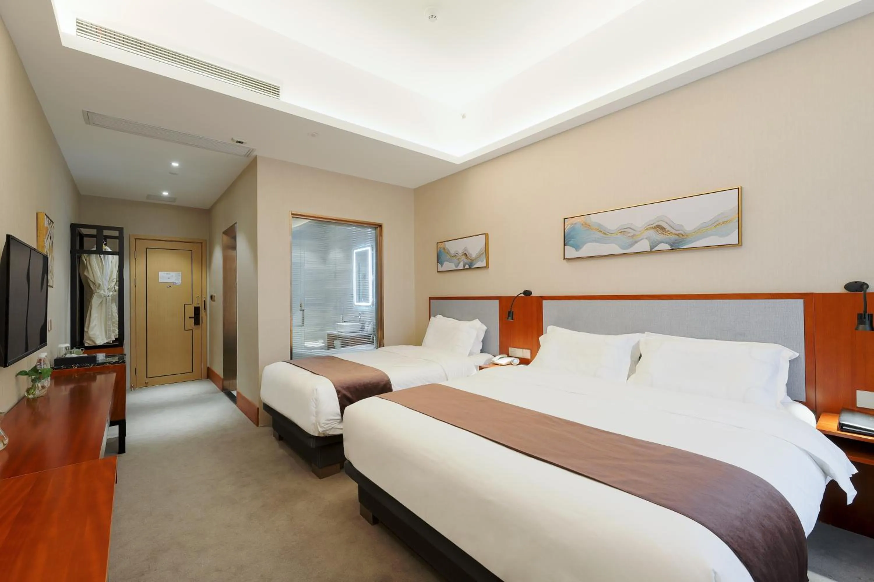 Bed in Mengguo Hotel Pudong Airport