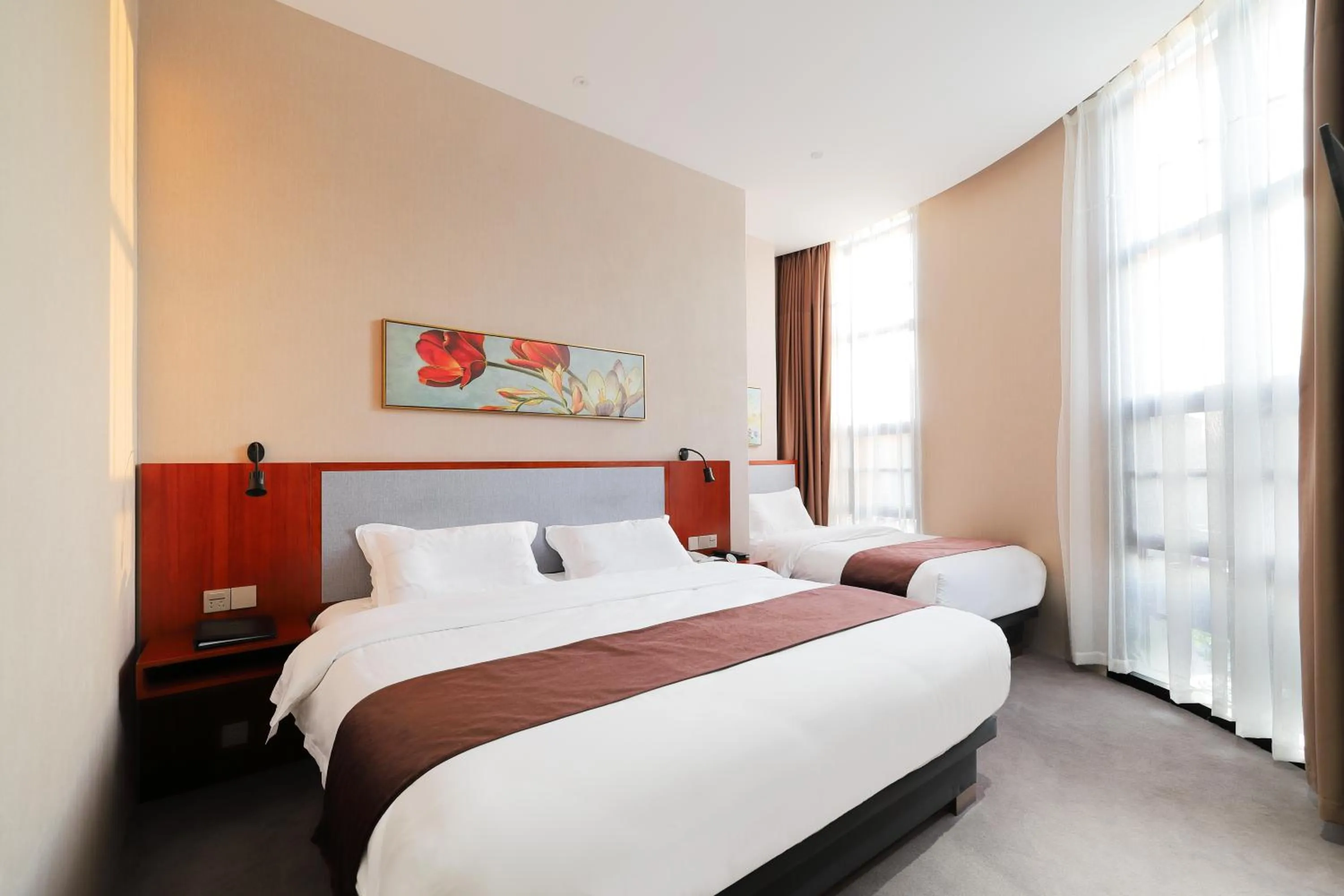 Bed in Mengguo Hotel Pudong Airport