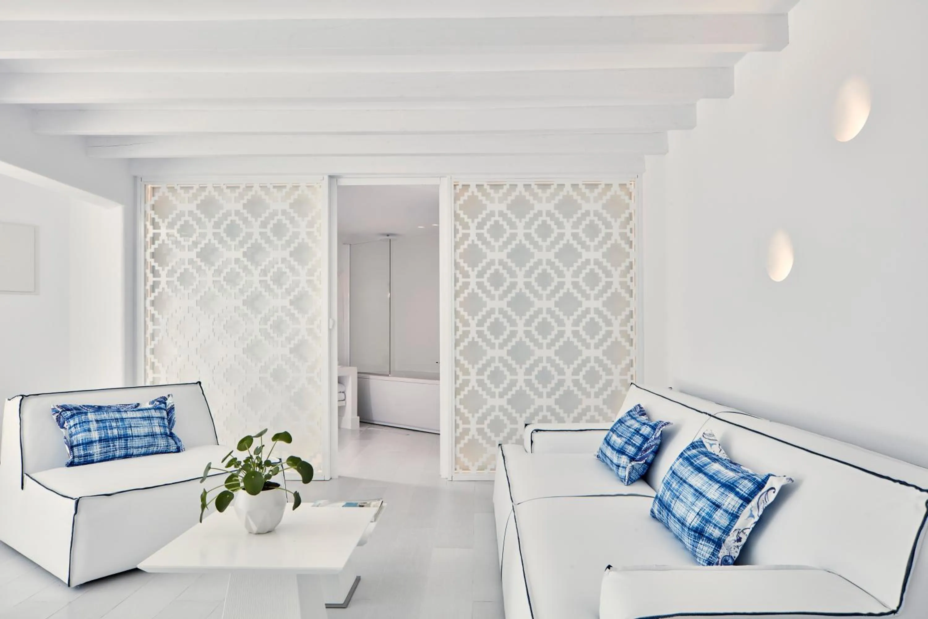 Seating area in Katikies Mykonos - The Leading Hotels of the World
