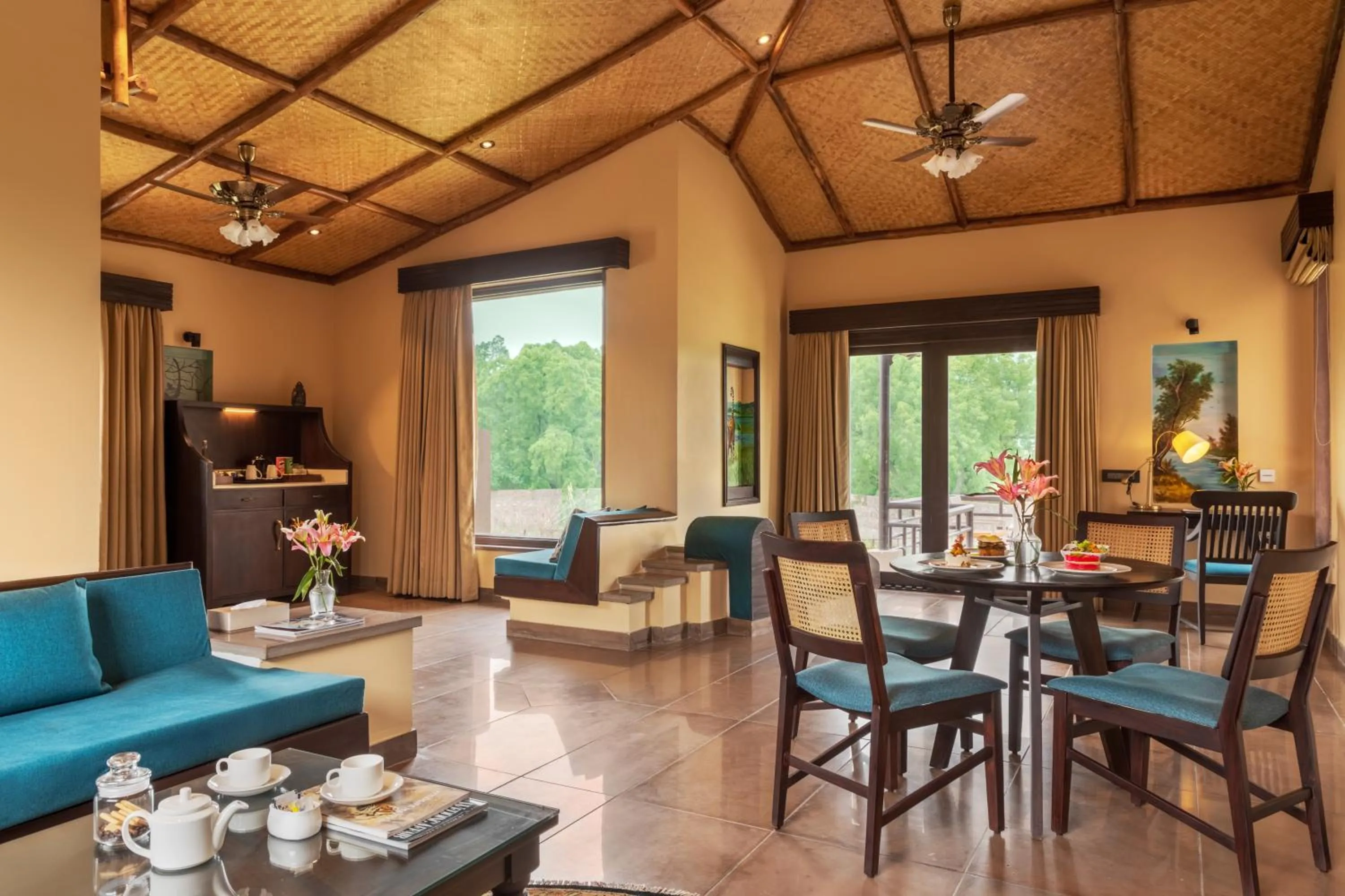 Living room in AamaGhati Wildlife Resort, Ranthambore