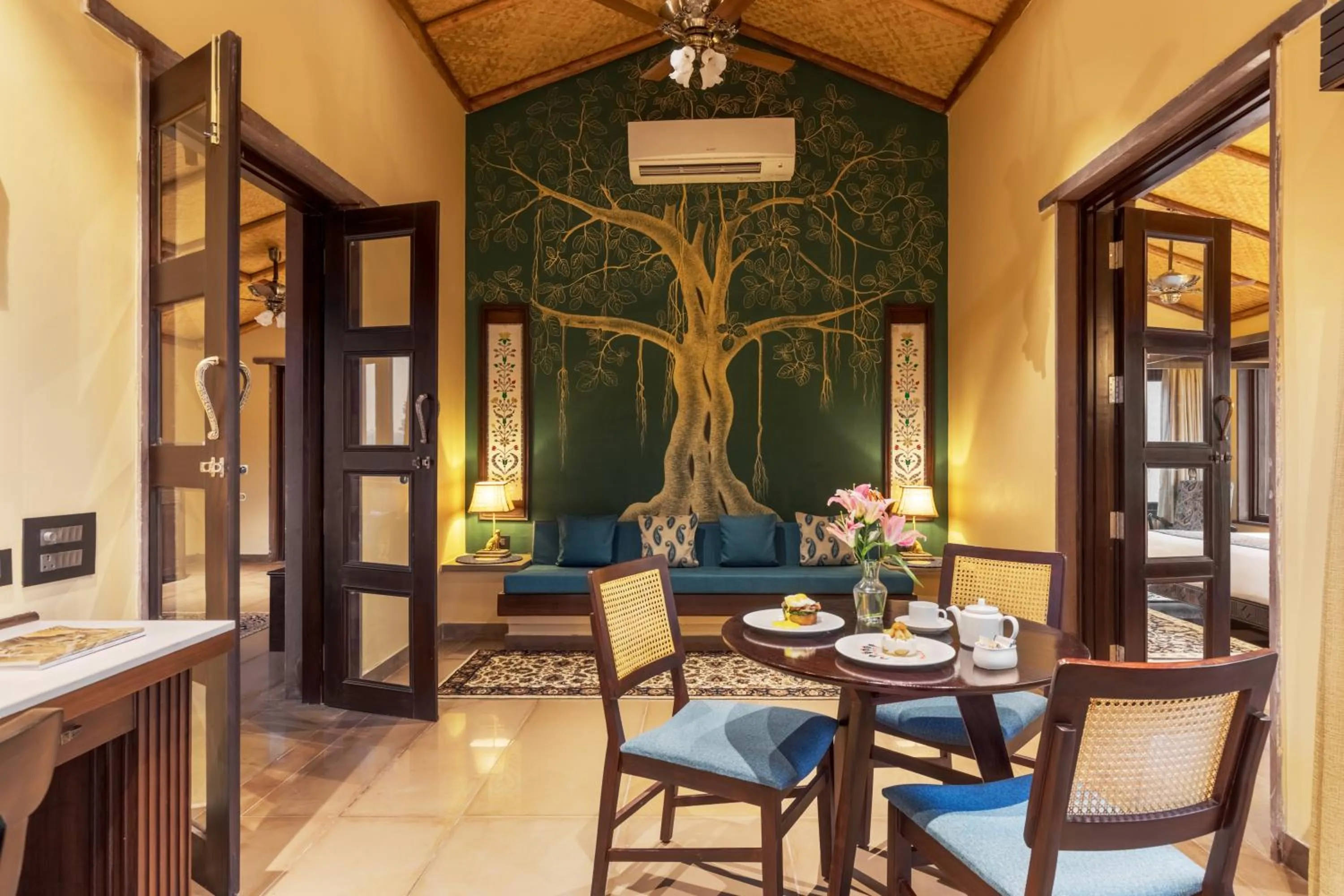 Dining area in AamaGhati Wildlife Resort, Ranthambore