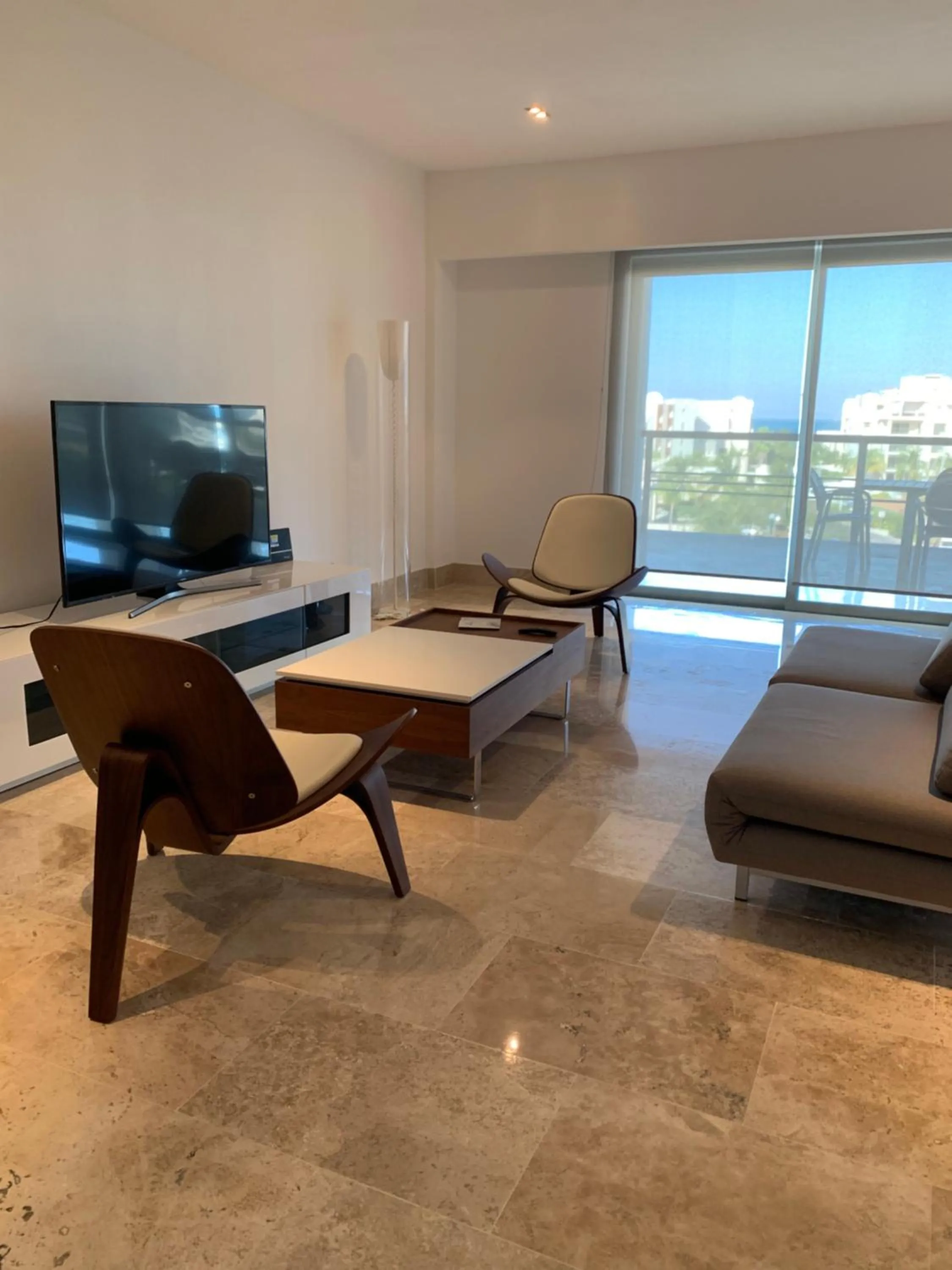 Living room in La Amada condo with Marina View
