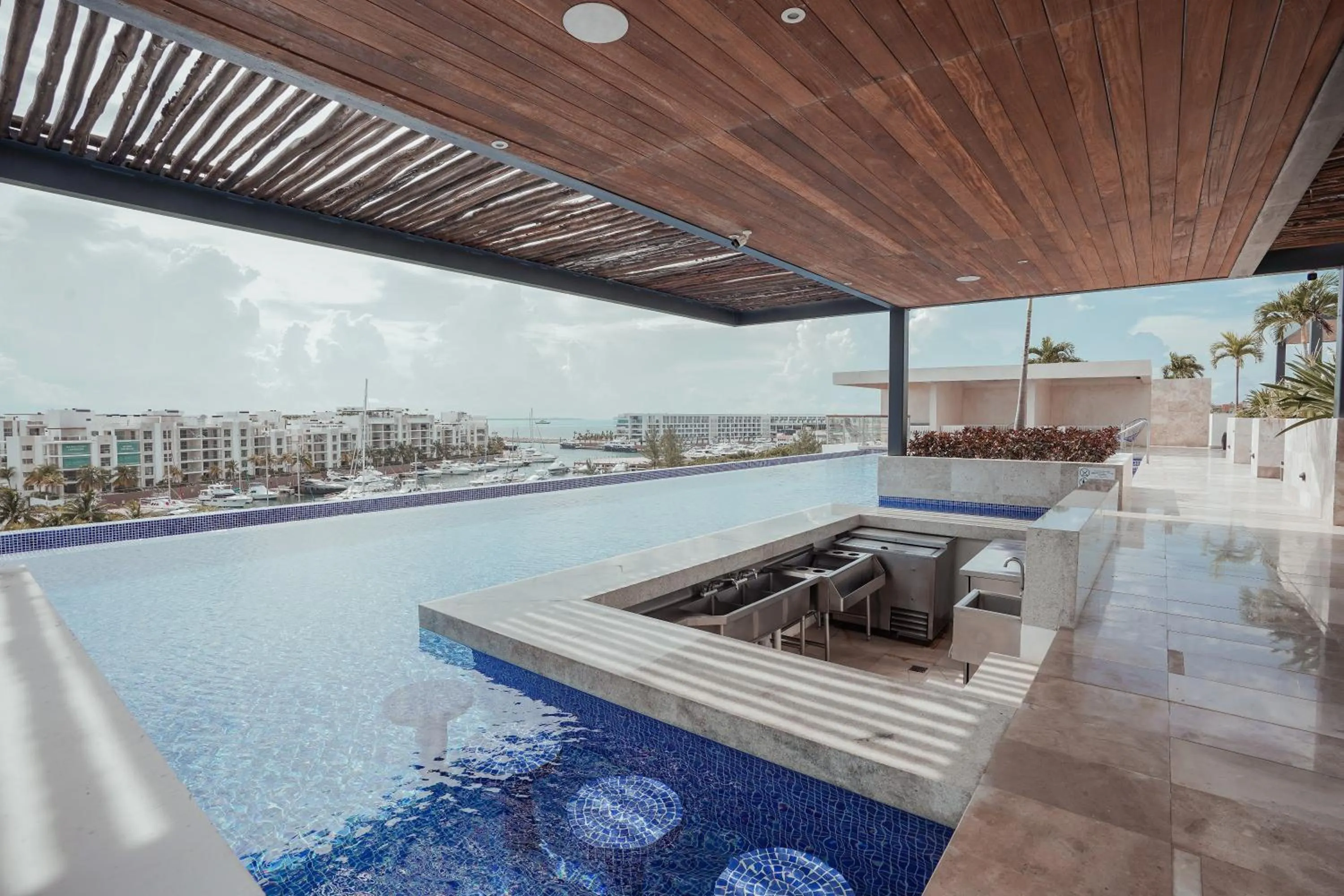 Swimming pool in La Amada condo with Marina View