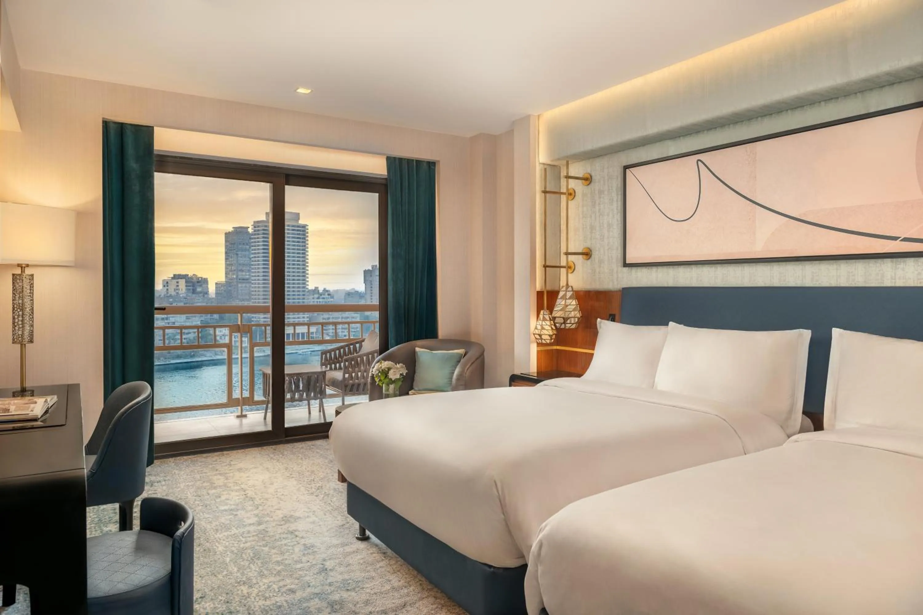 View (from property/room), Bed in Conrad Cairo Hotel & Casino