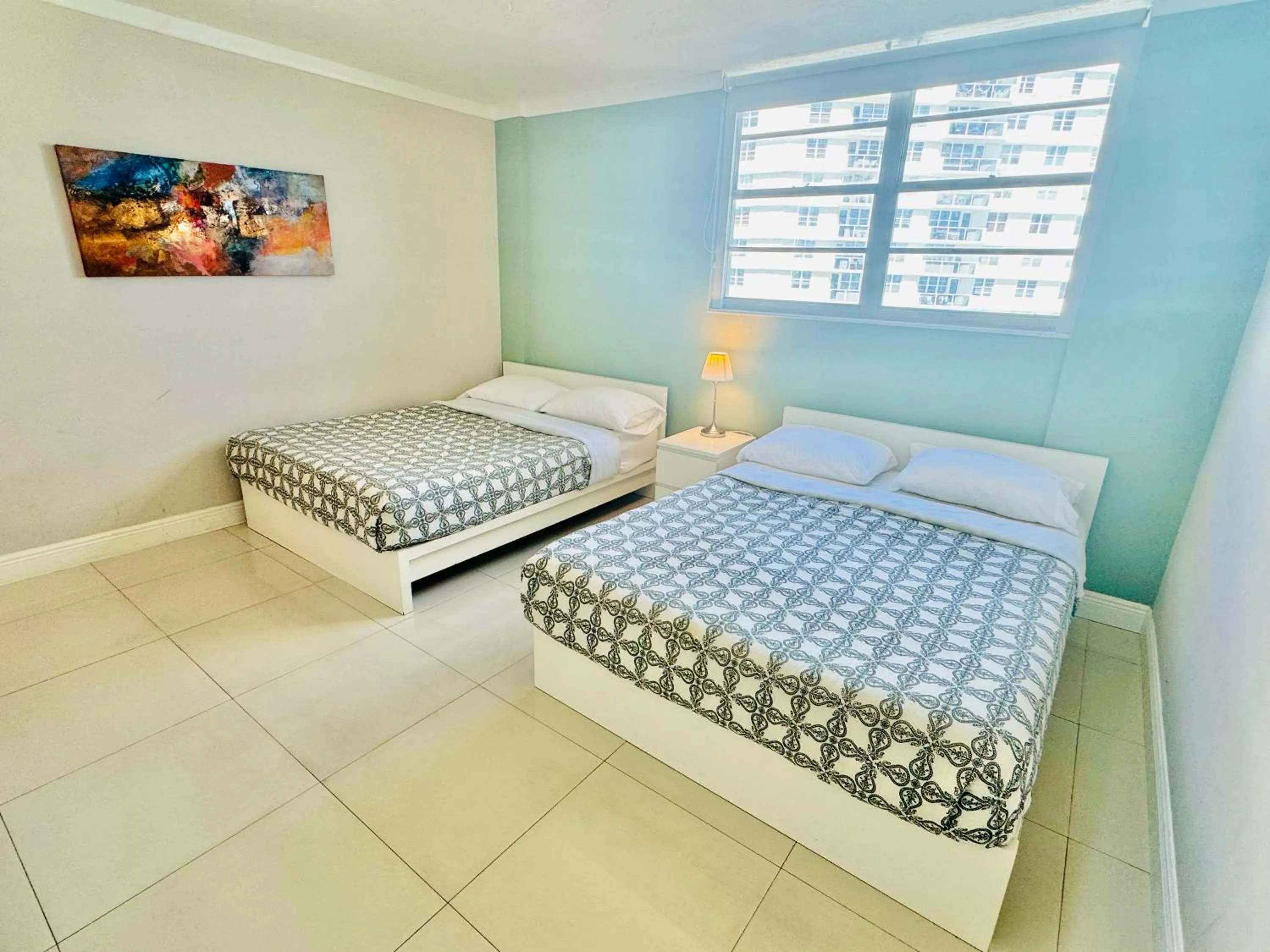Bed in Hallandale Condo, Partial Ocean View Direct Beach and Pool Access Hollywood Beach