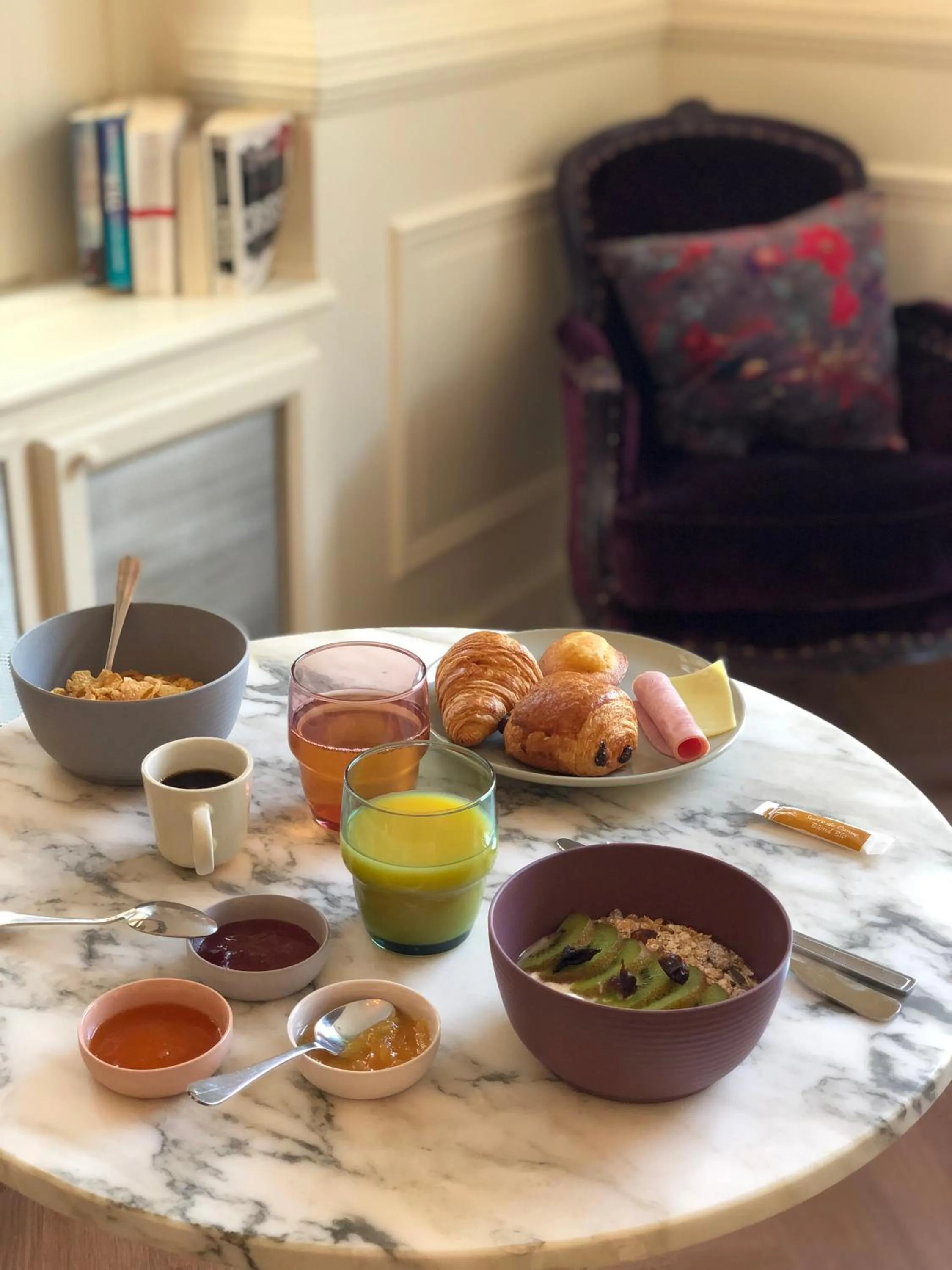 Continental breakfast in Hotel Bleu de Mer