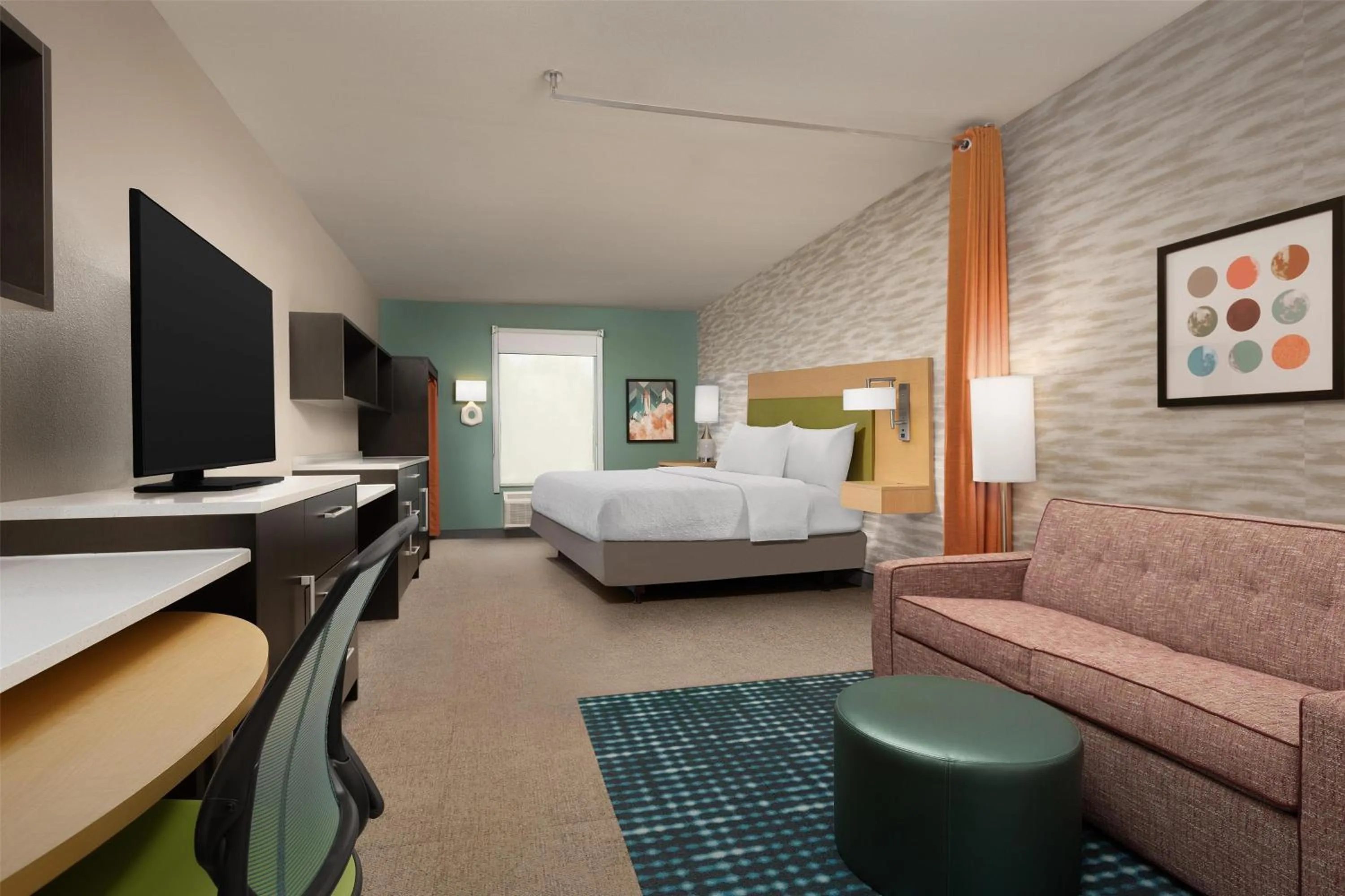 Living room, Bed in Home2 Suites by Hilton Huntsville Research Park Area, AL