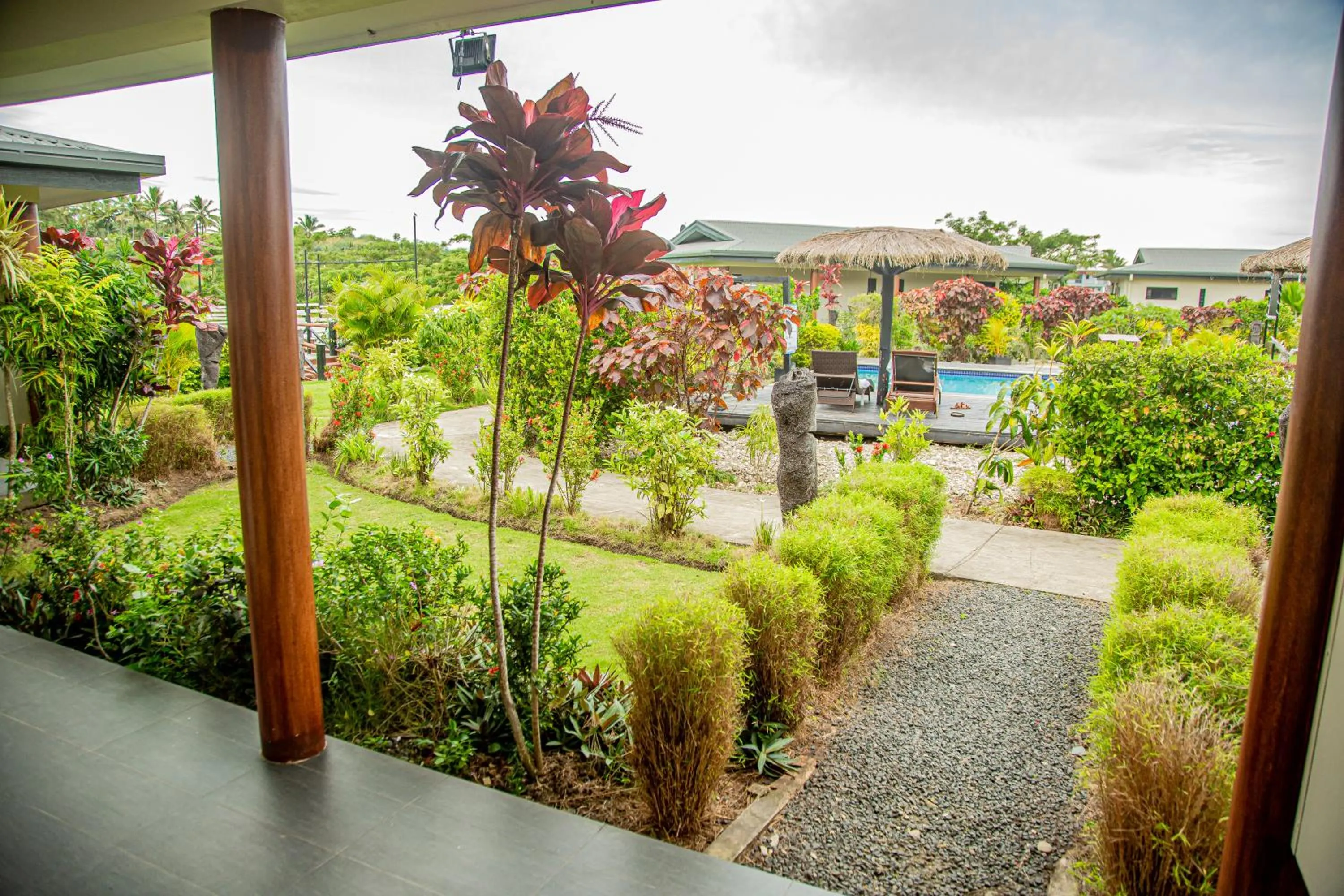 Pool view in Seatiki Resort Fiji