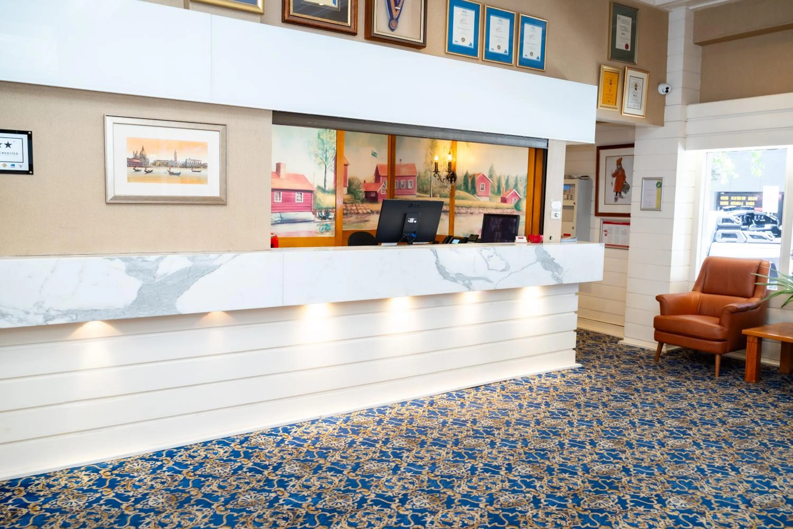 Lobby or reception in European Hotel