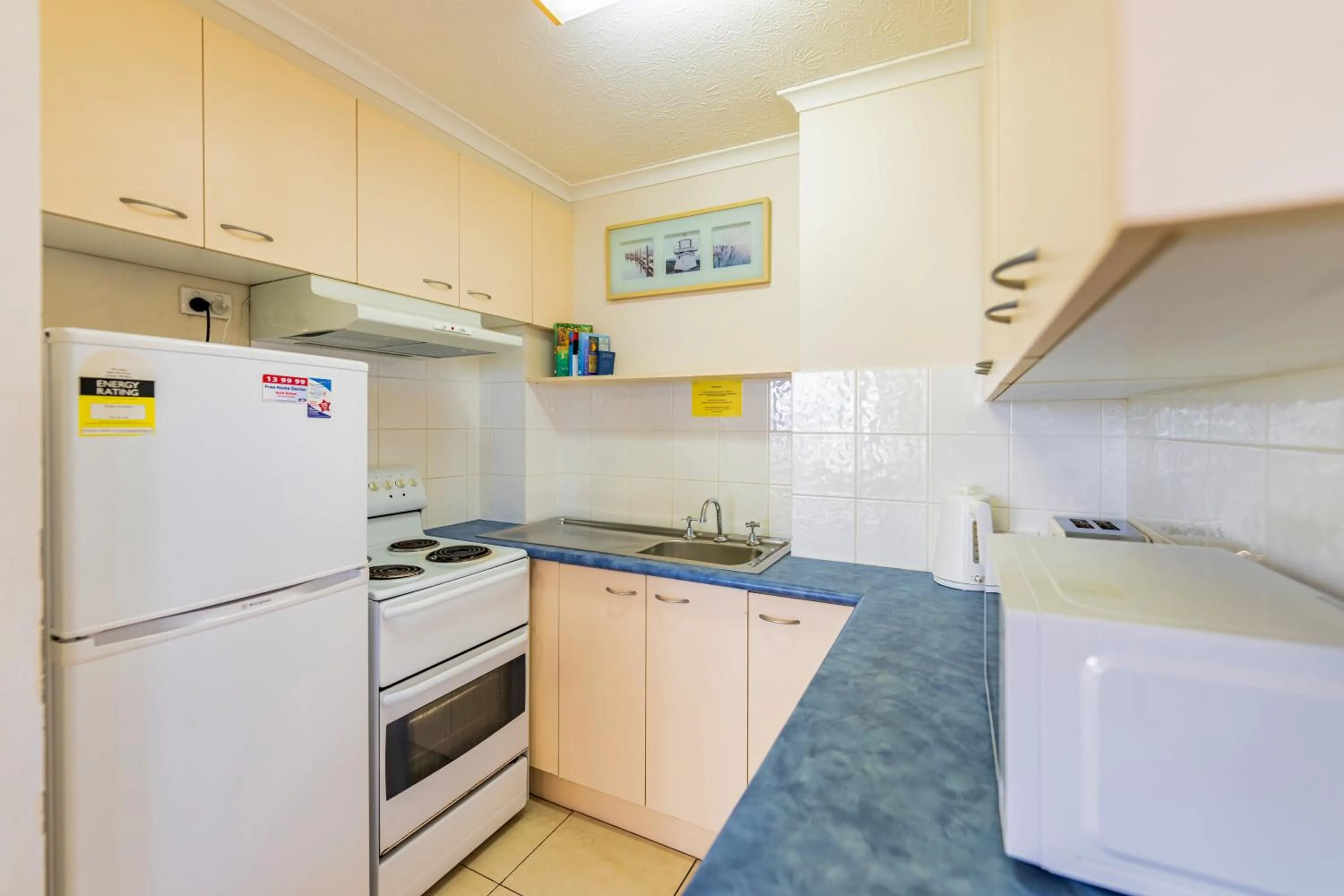 kitchen in Olympus Beachfront Apartments