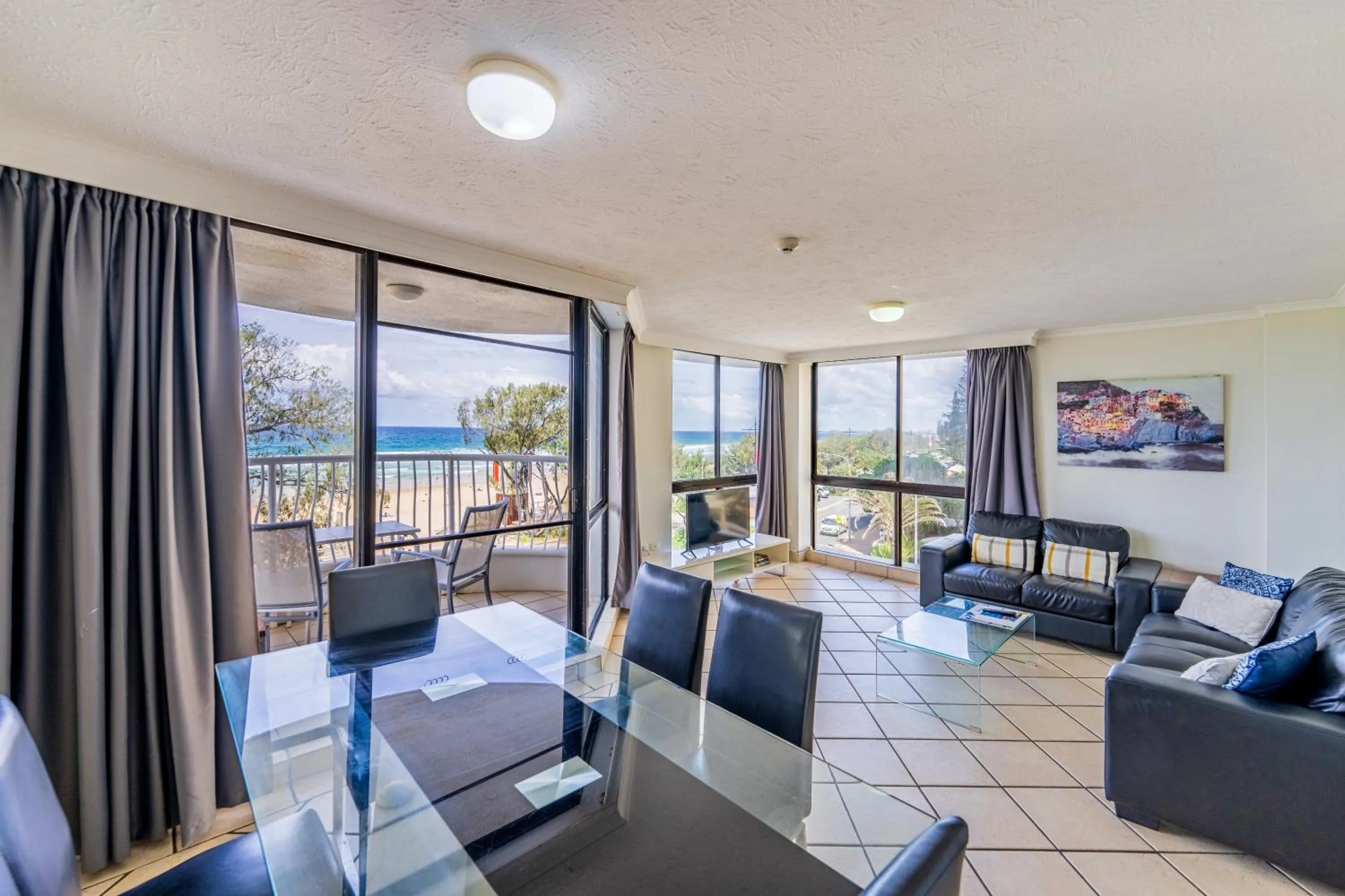 Living room in Olympus Beachfront Apartments