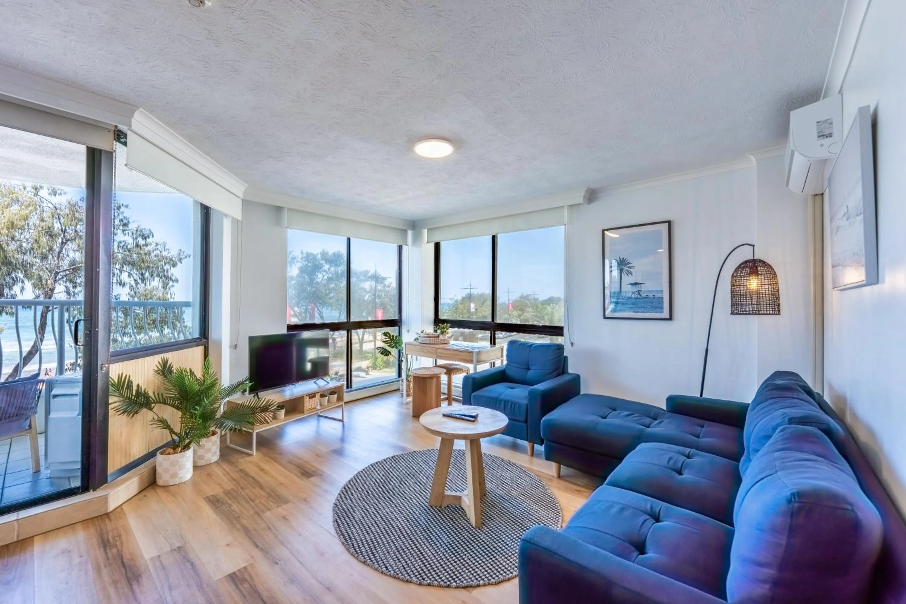 Living room in Olympus Beachfront Apartments
