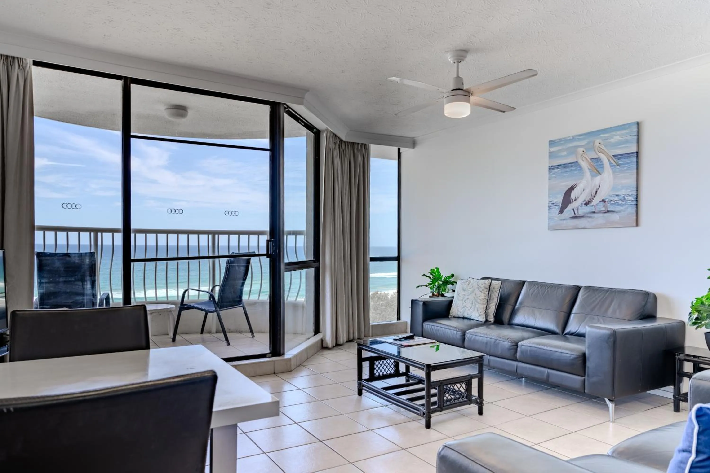 Living room in Olympus Beachfront Apartments