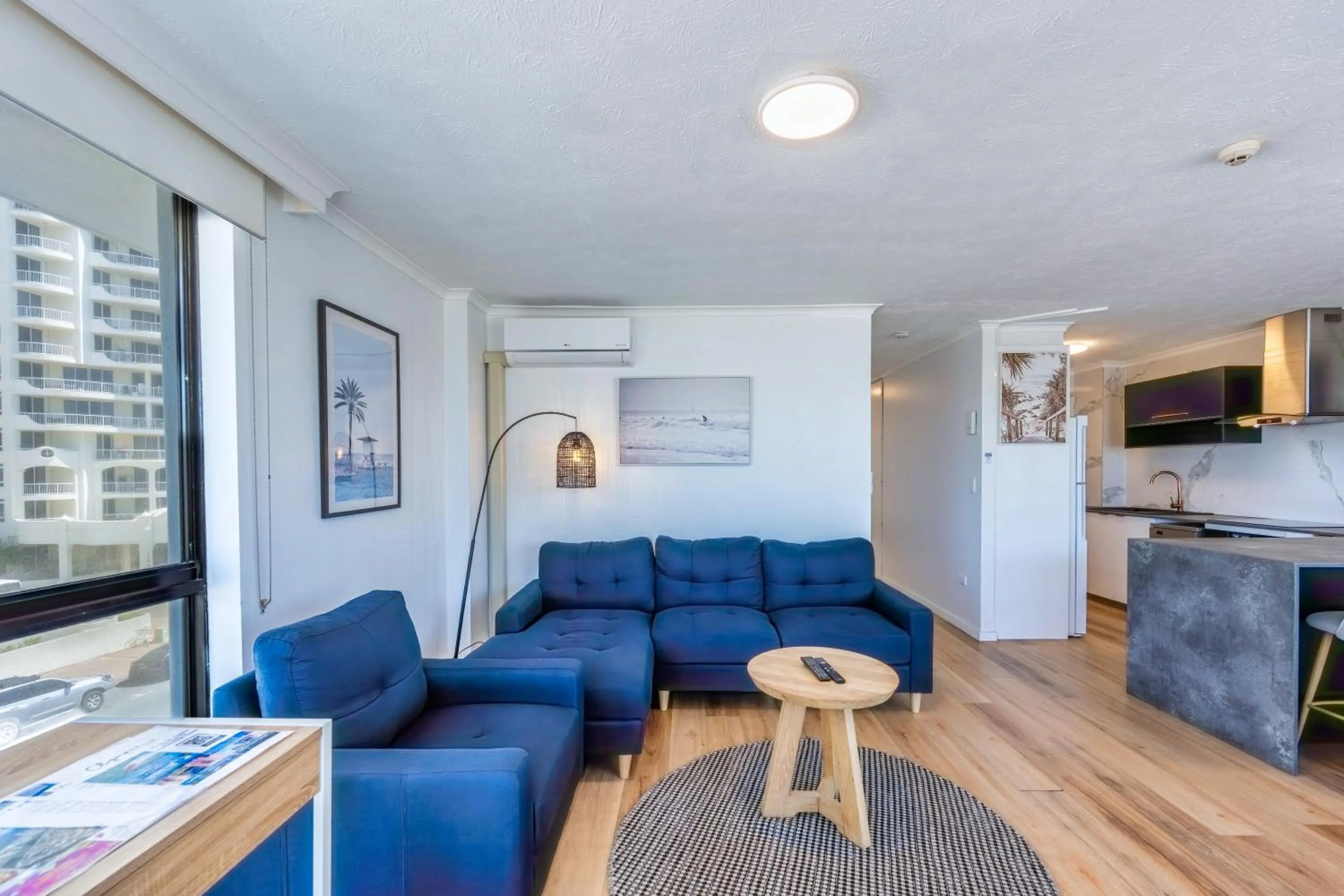 Living room in Olympus Beachfront Apartments