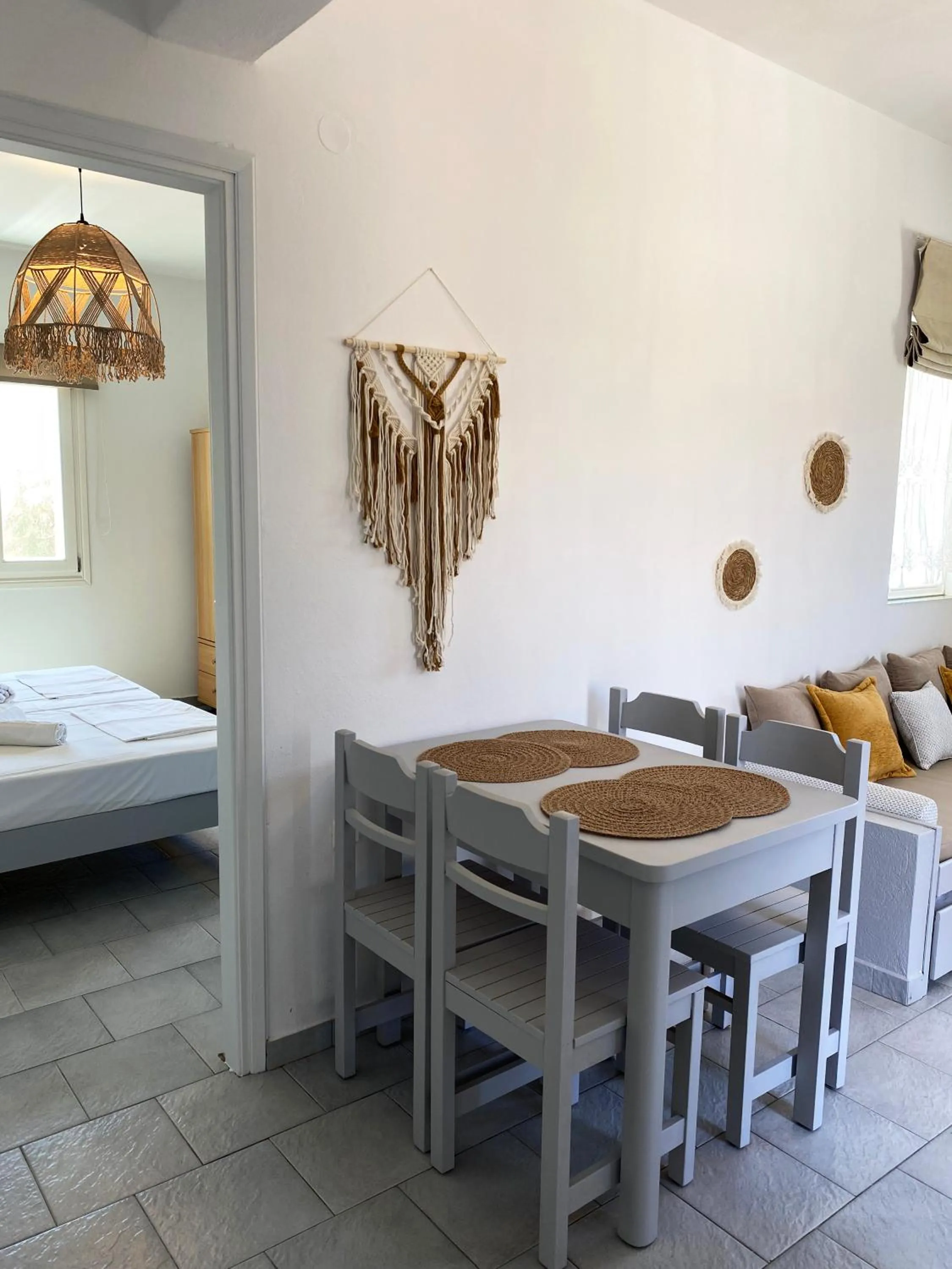 Seating area, Bed in Agnadi Syros Beachfront Studios & Rooms