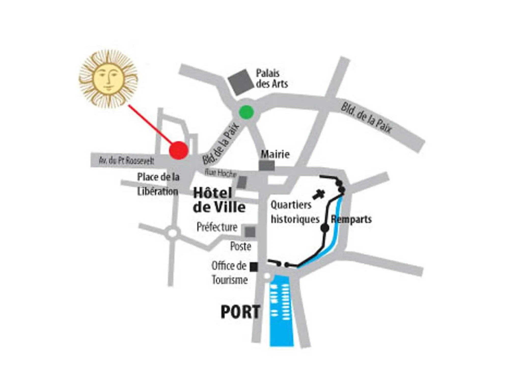 Bird's eye view in Appart Hôtel Le Liberté Vannes Centre-Ville