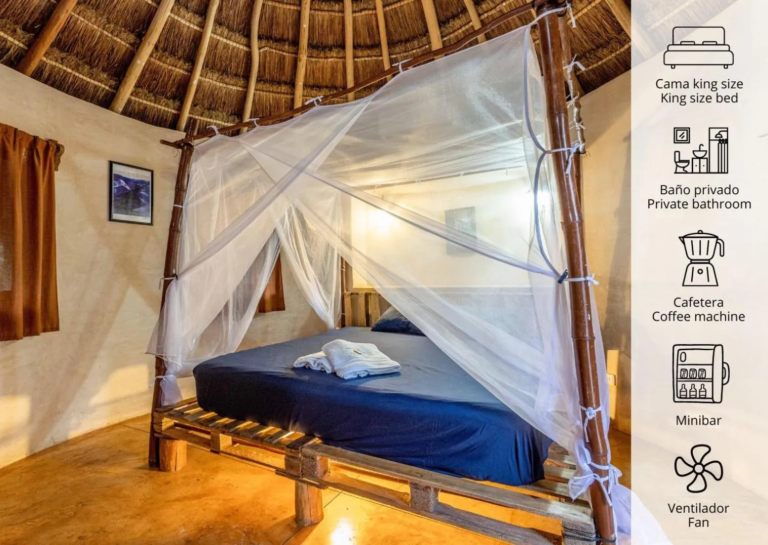 Bedroom in Cabañas Santa Cruz Homún
