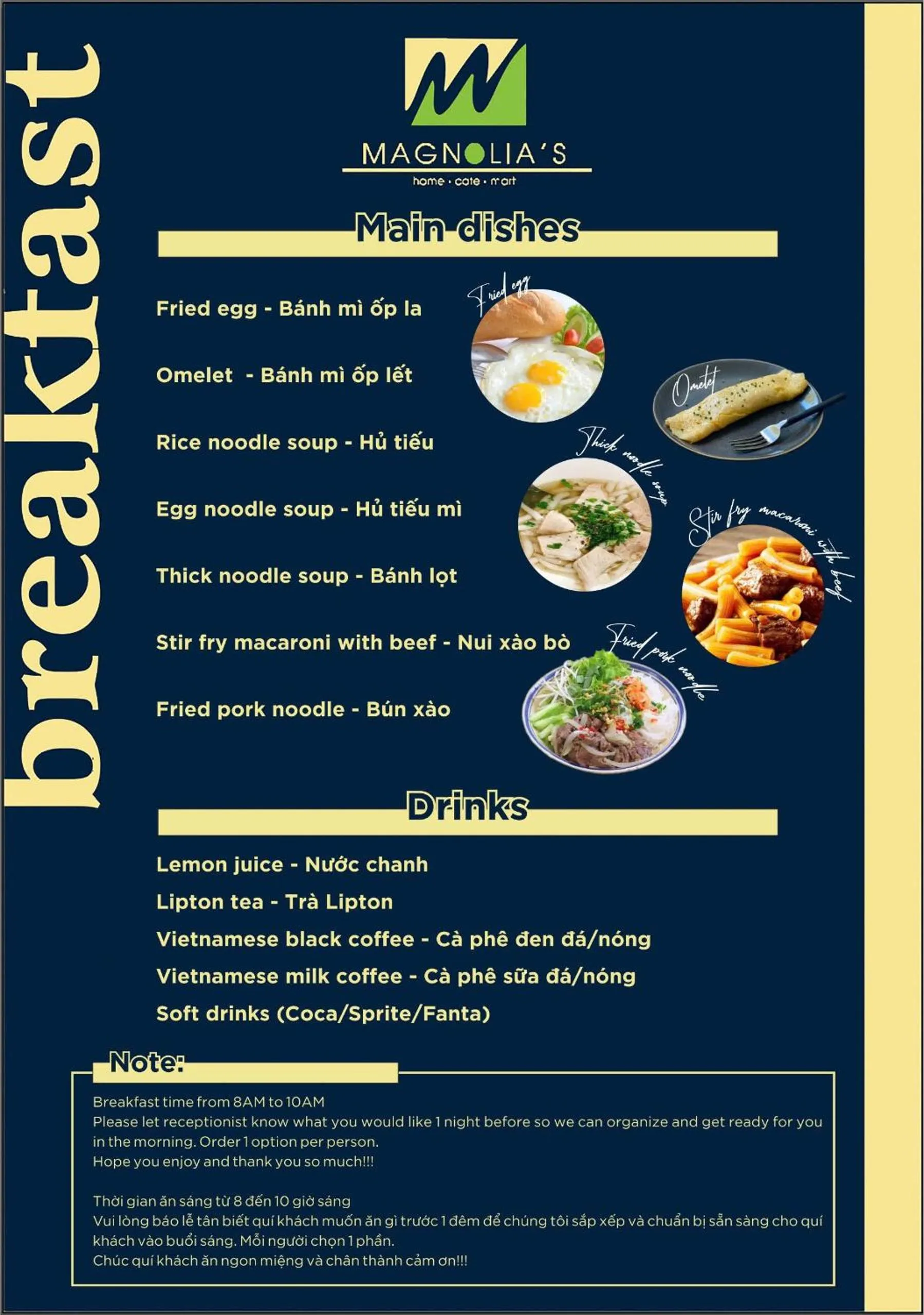 Food and drinks in Magnolia's Can Tho