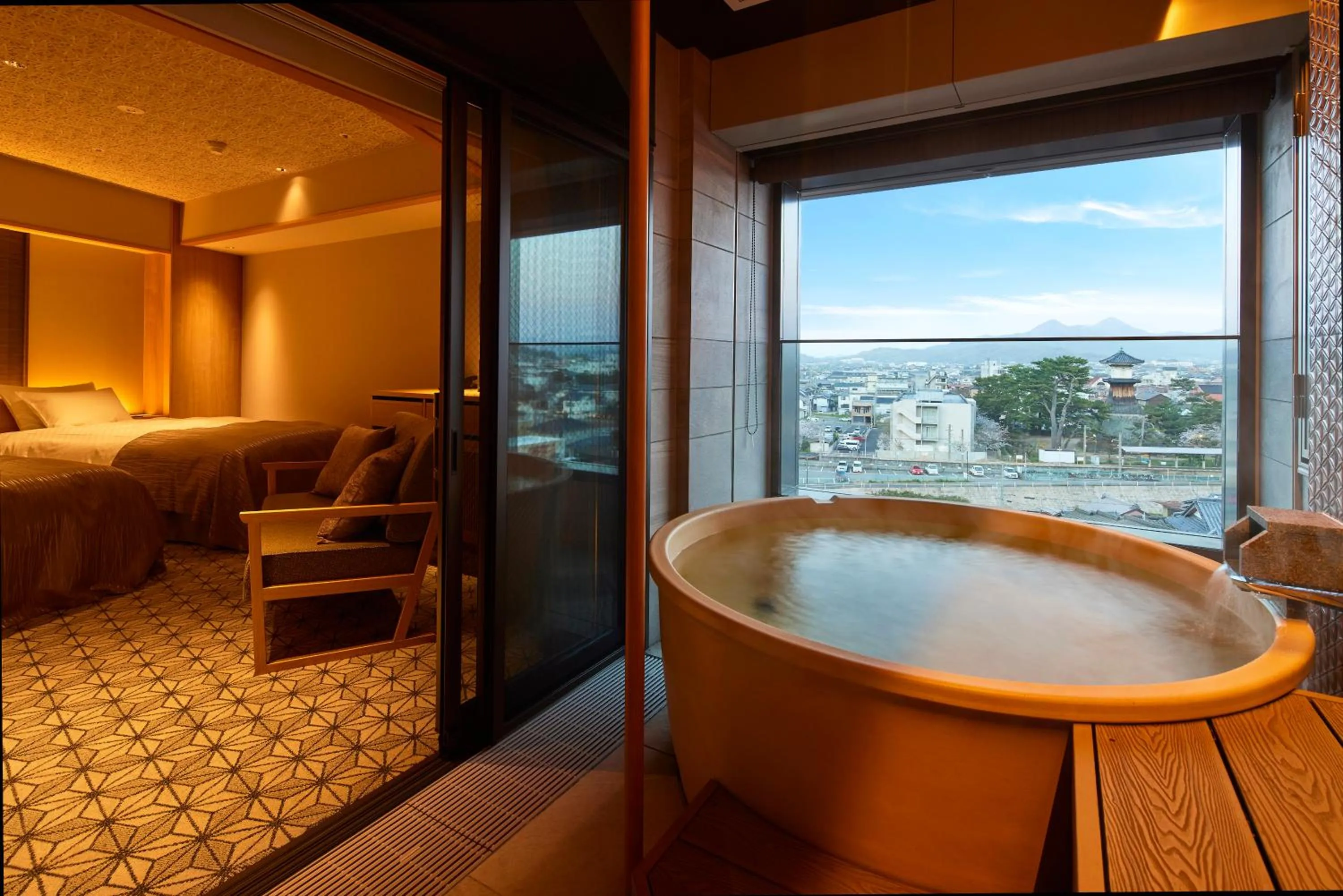 Bathroom, Bed in Yumoto Konpira Onsen Hananoyu Kobaitei