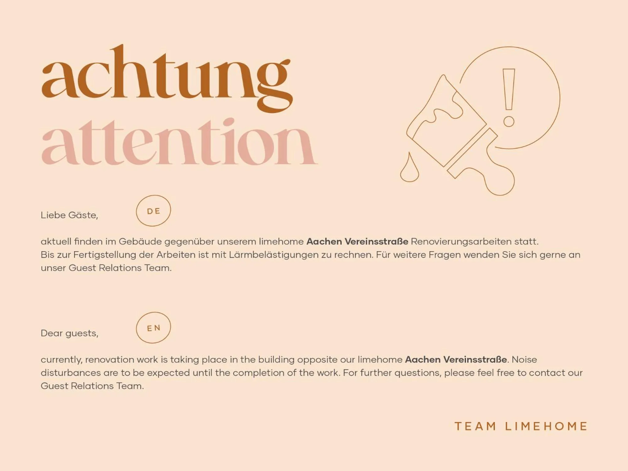 Logo/Certificate/Sign in Limehome Aachen Vereinsstraße