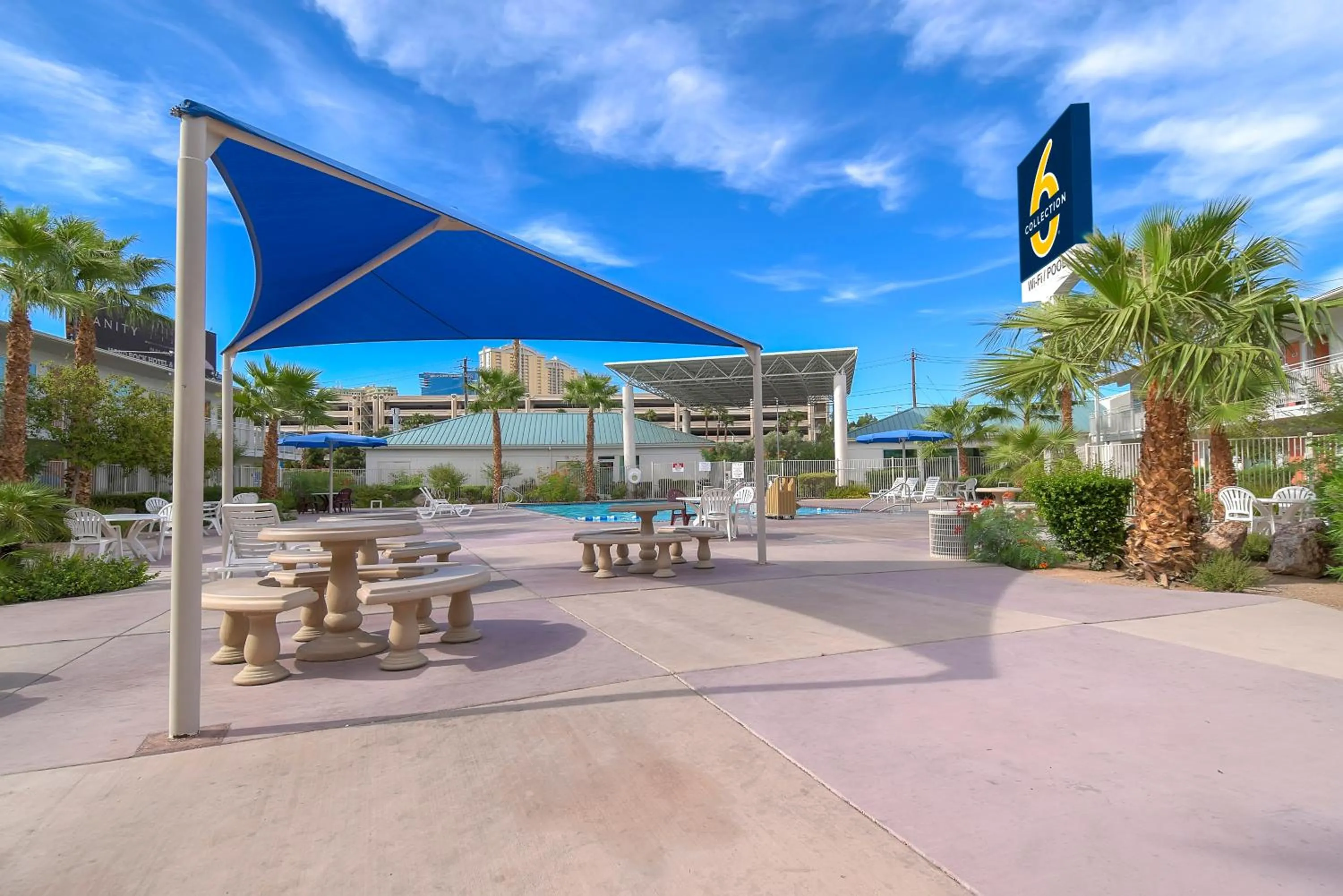 Pool view in Studio 6 Suites Las Vegas, NV - Tropicana