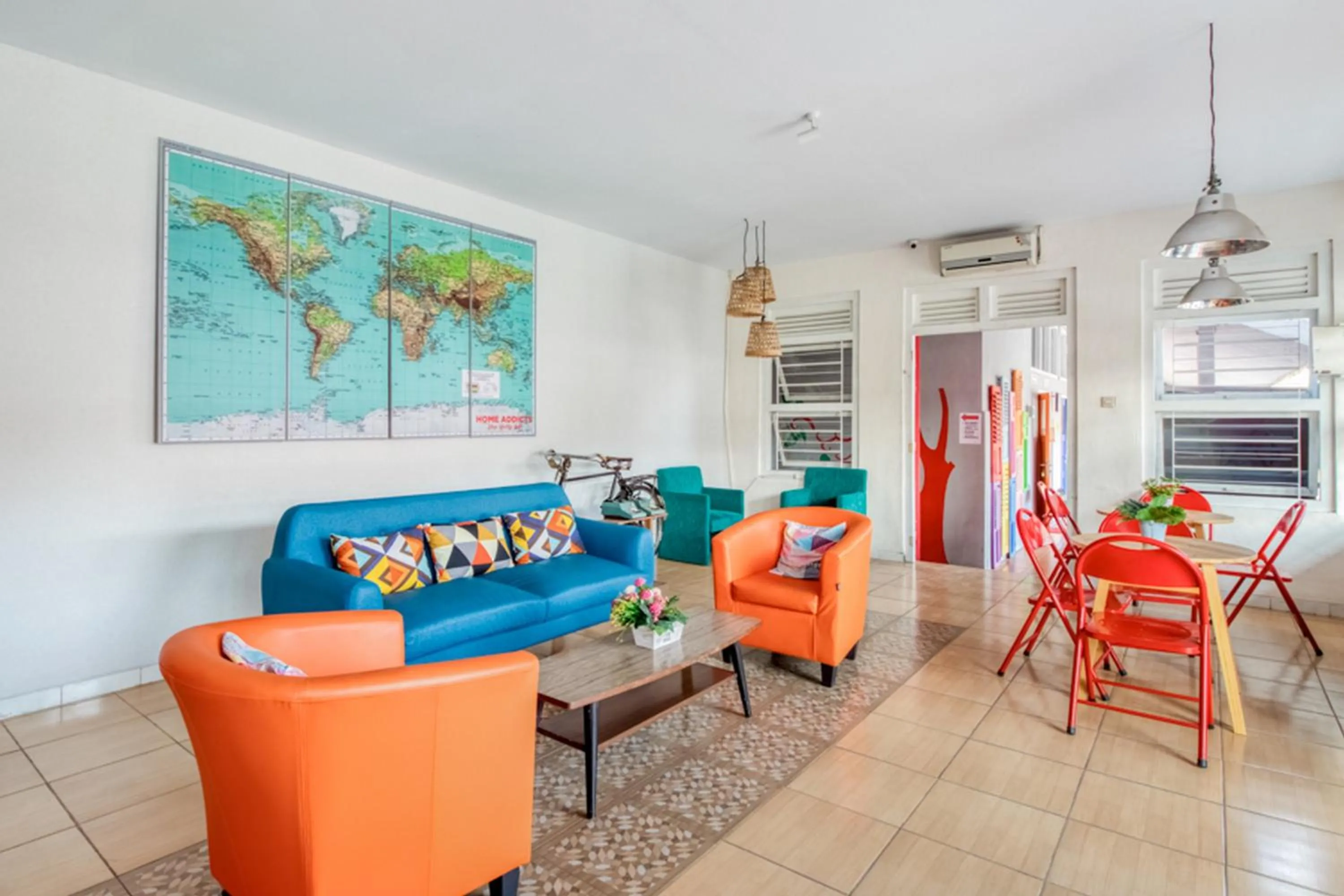 Seating area in Home Addicts Hostel