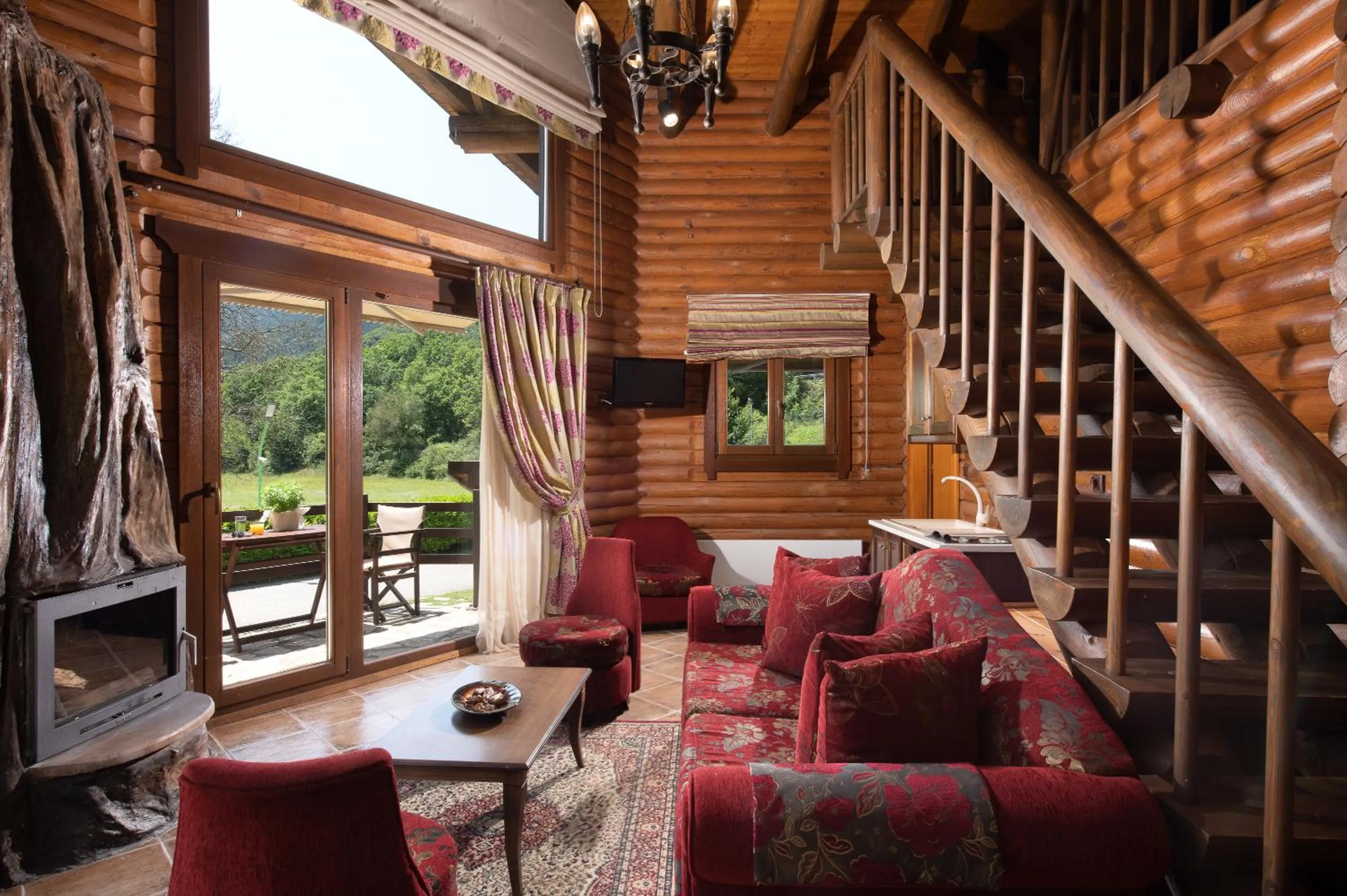 Seating area in Natura Chalets
